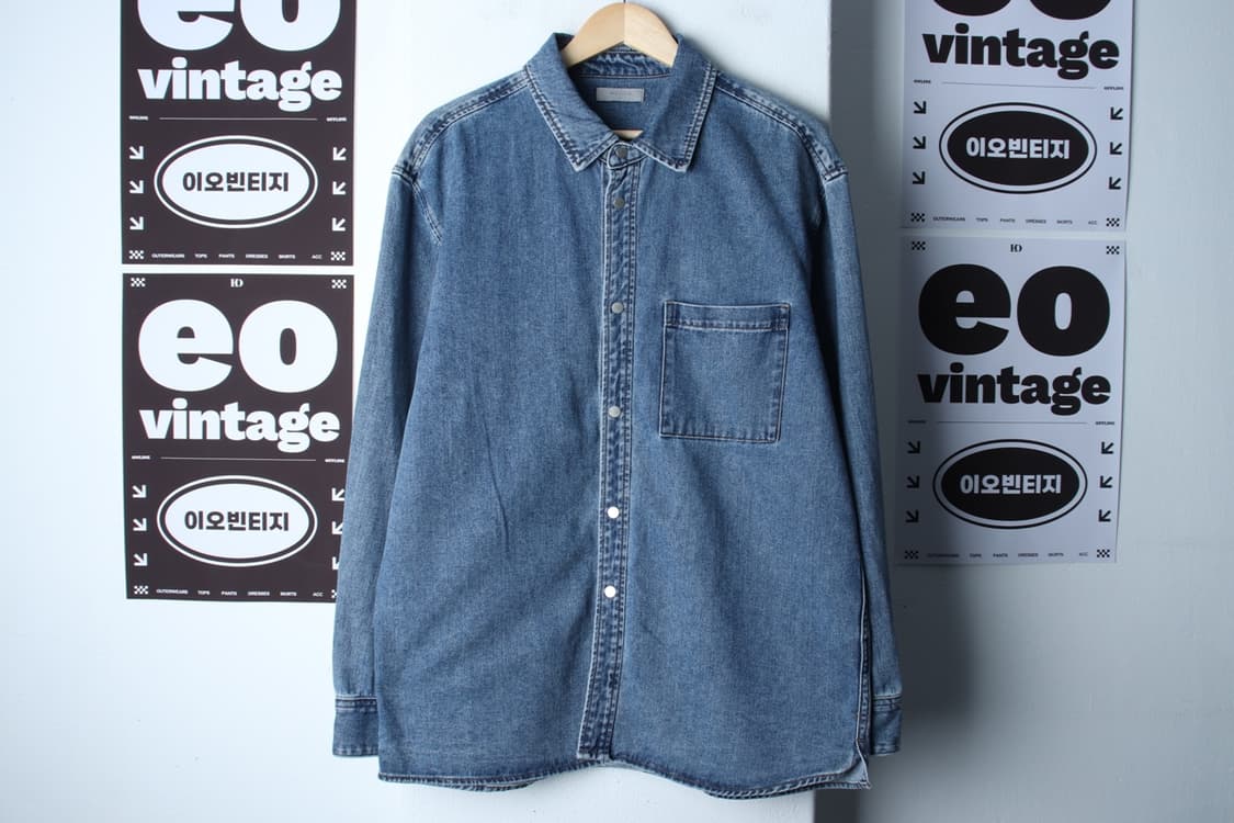 (L-XL) 프로젝트엠 셔츠 남방 데님 청 무지 아메카지-H32001 상품이미지2