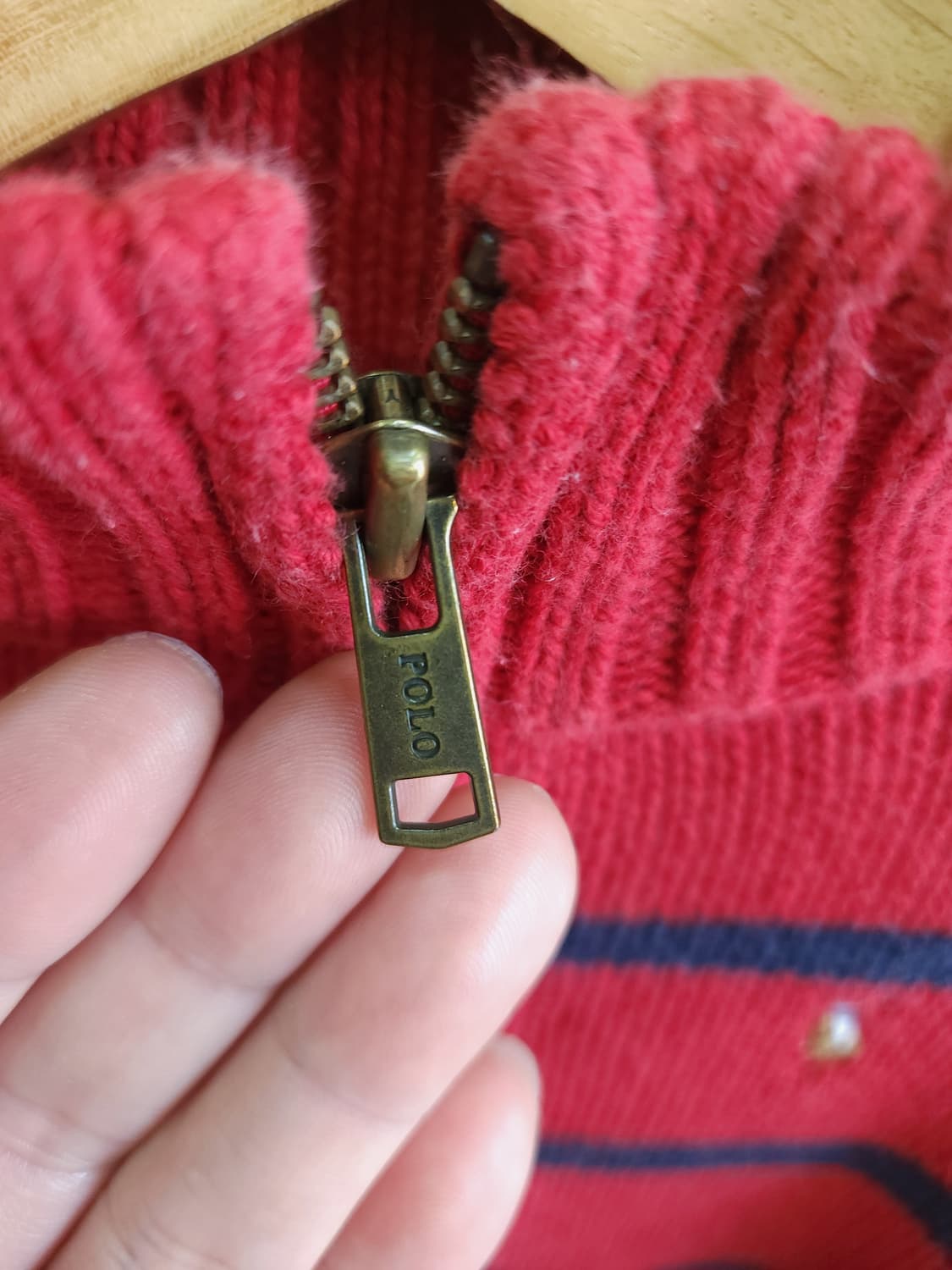 폴로 랄프로렌 스트라이프 반집업 코튼 니트 90사이즈 키즈
 상품이미지2