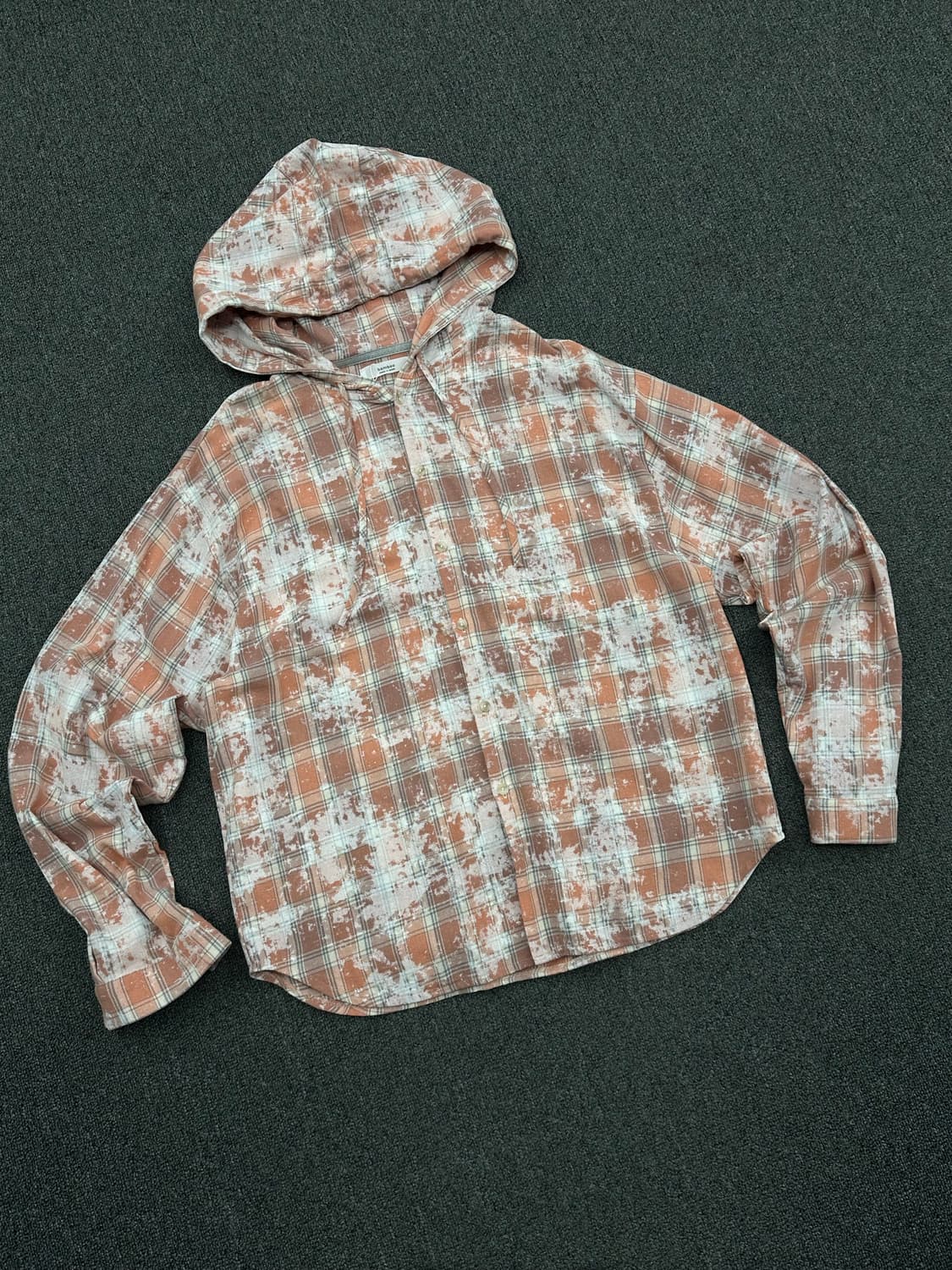 OS)빈티지 그런지 오버핏 후드 체크 셔츠 상품이미지4