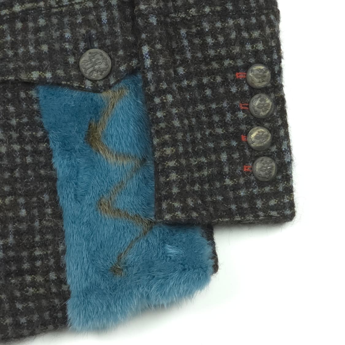 [40(XS~S)] 로스트인미 알파카 혼방 체크 반코트 상품이미지4