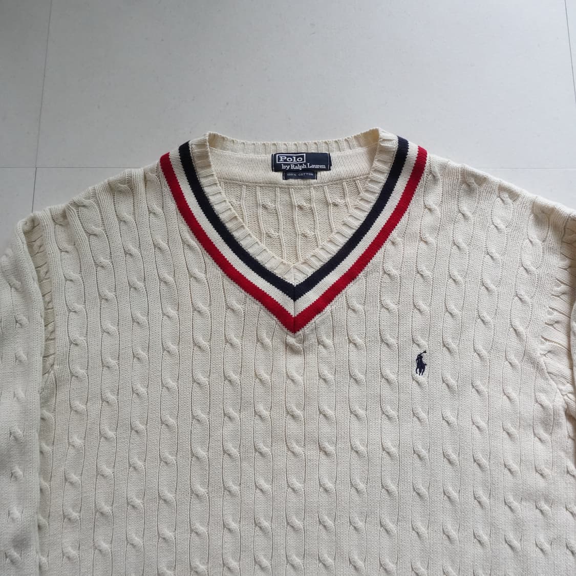 90s [올드폴로] 두산정품 랄프로렌 크리켓 브이넥 니트 상품이미지2
