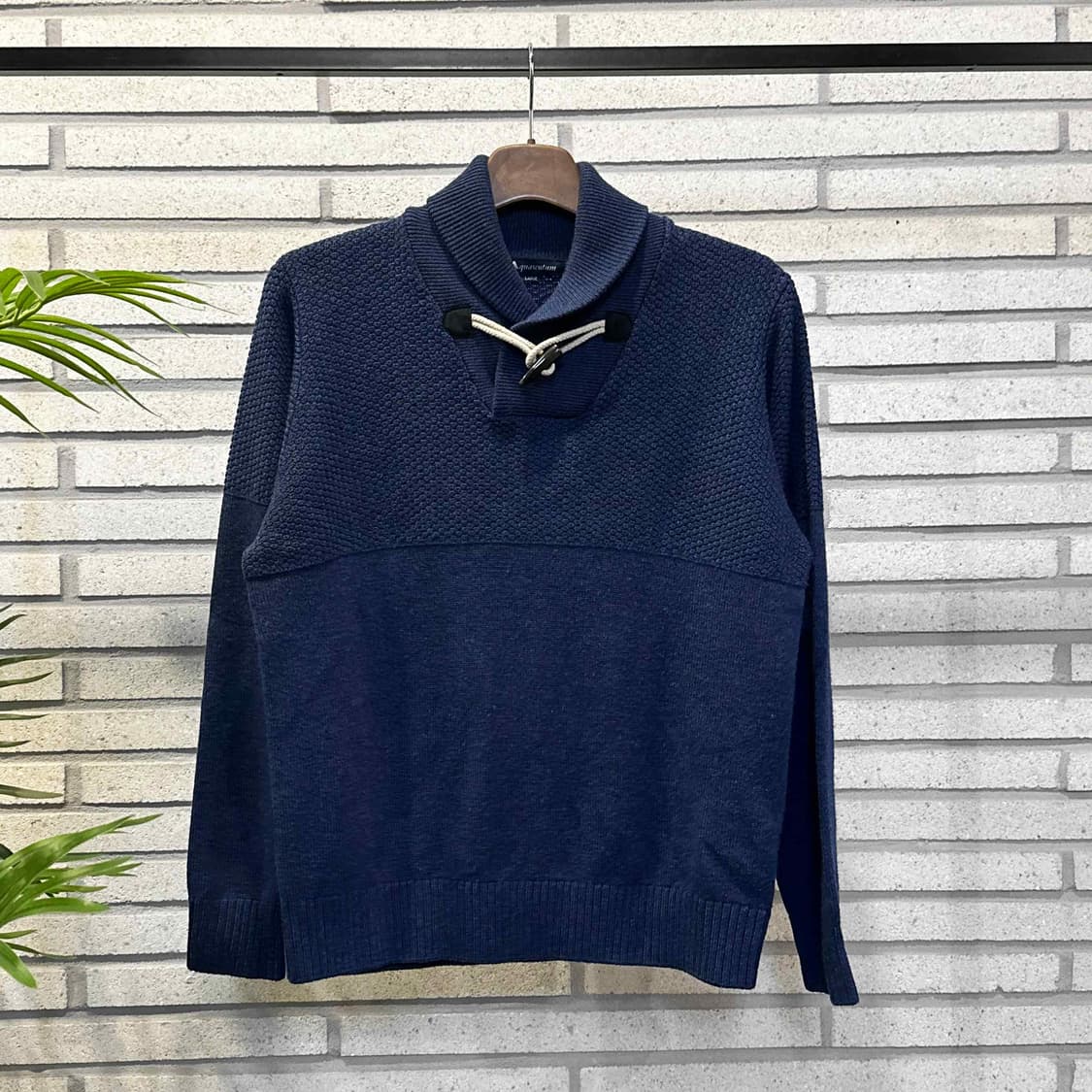 Aquascutum 아쿠아스큐텀 숄카라 울니트 와플텍스처 디테일 블루 상품이미지2