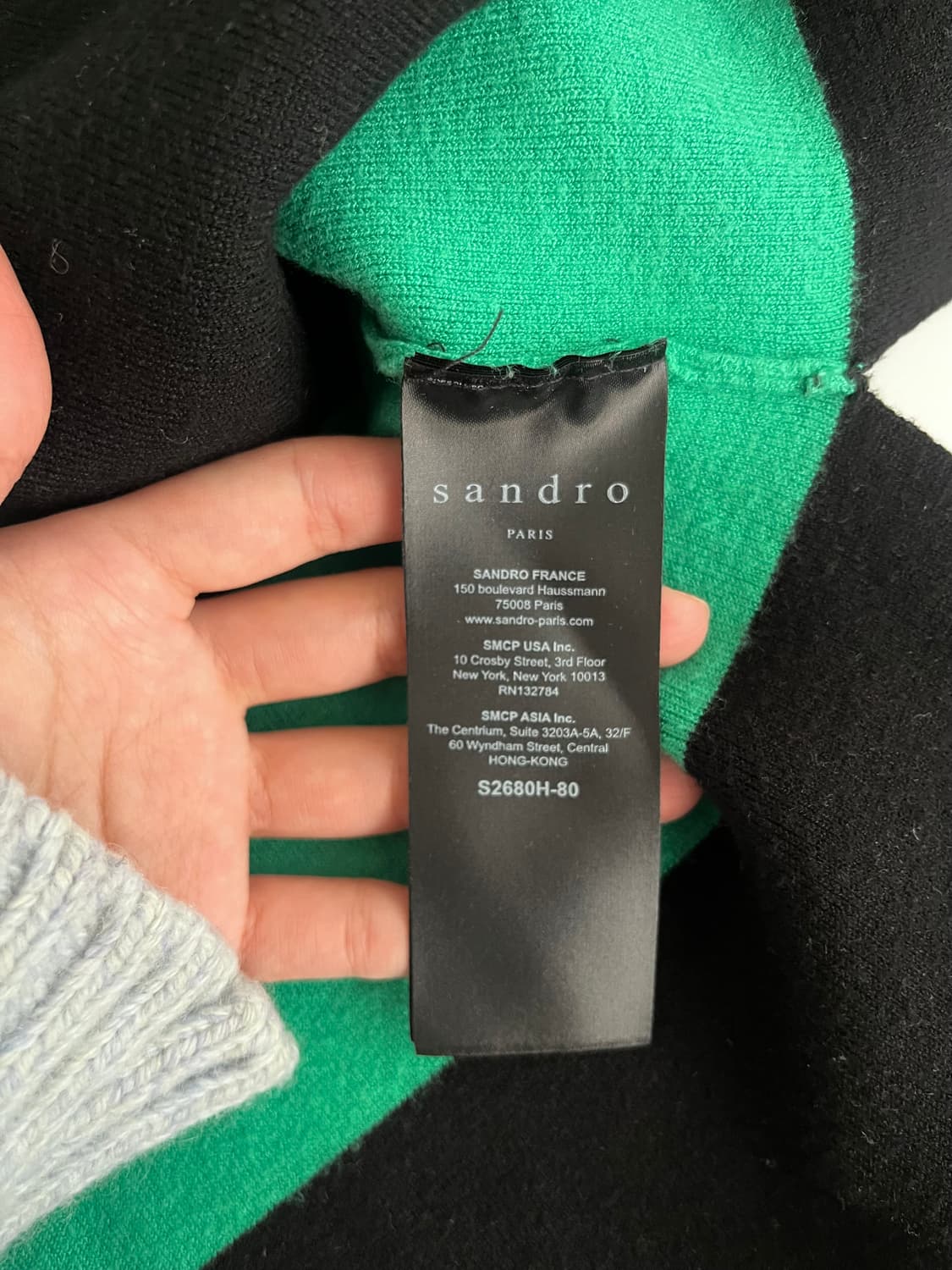 1) 산드로 스트라이프 카라 니트 그린 상품이미지6