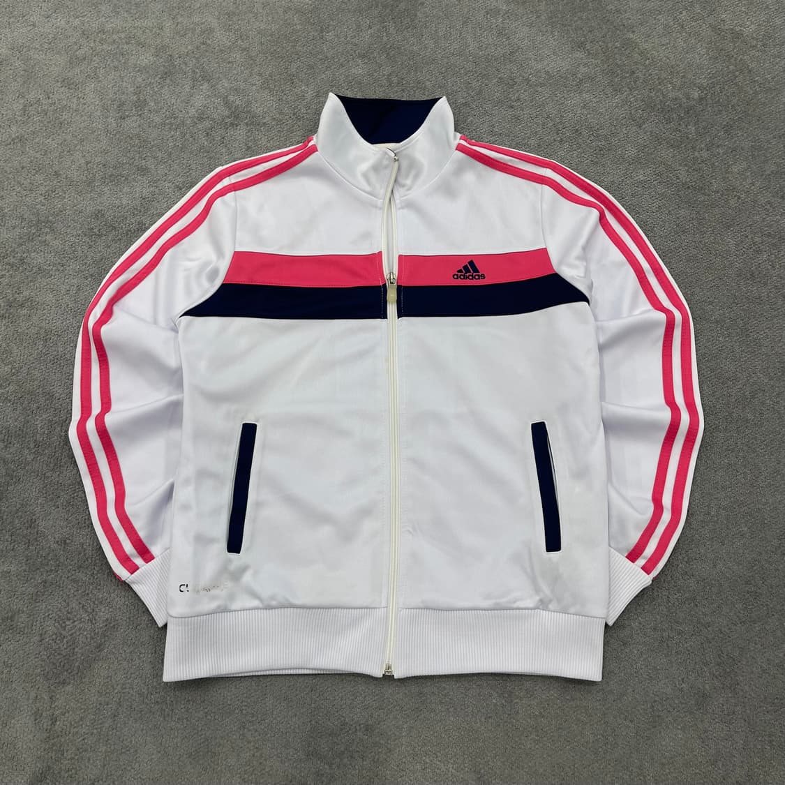 90 아디다스 화이트/핑크 삼선 트랙탑 상품이미지1