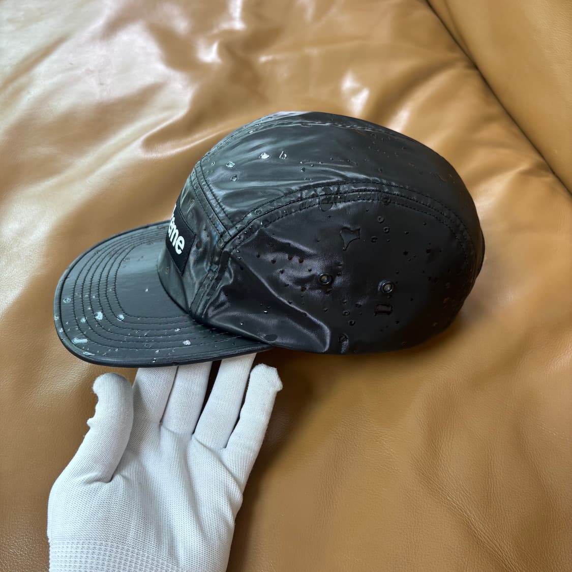 슈프림 캠프캡 모자 박스로고 스플래터 블랙 상품이미지4