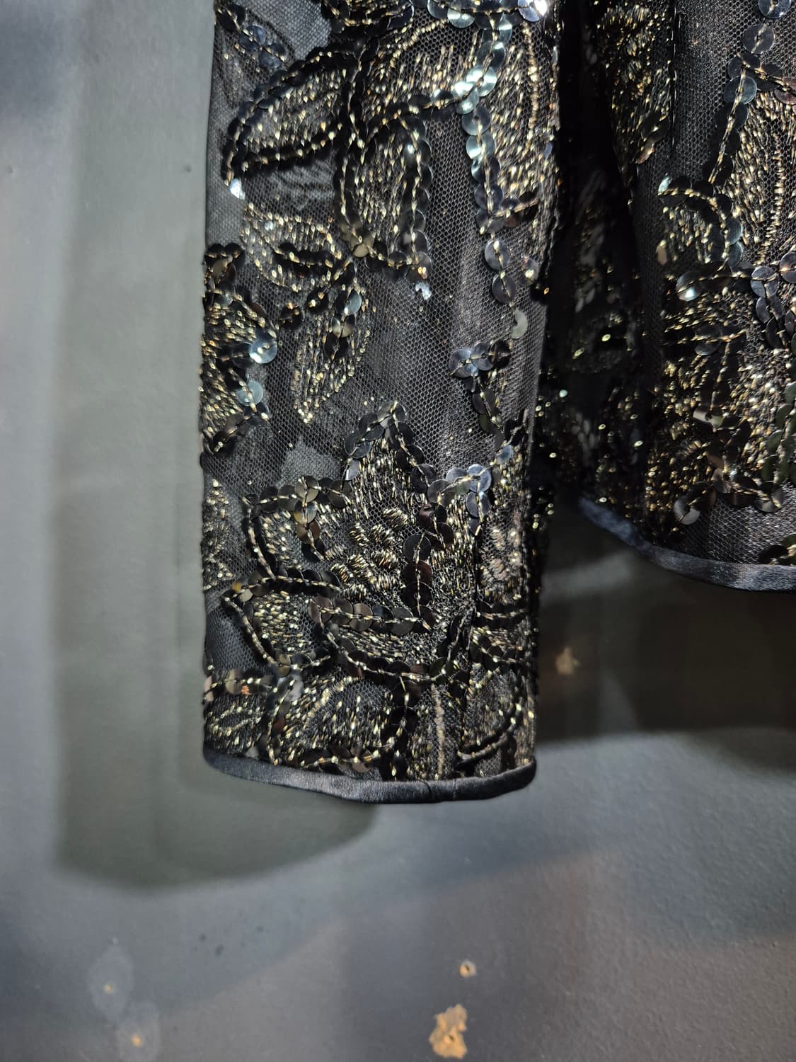 Roberto Capucci 꽃무늬 금빛 스팽글 자수 시스루 자켓 S 상품이미지5