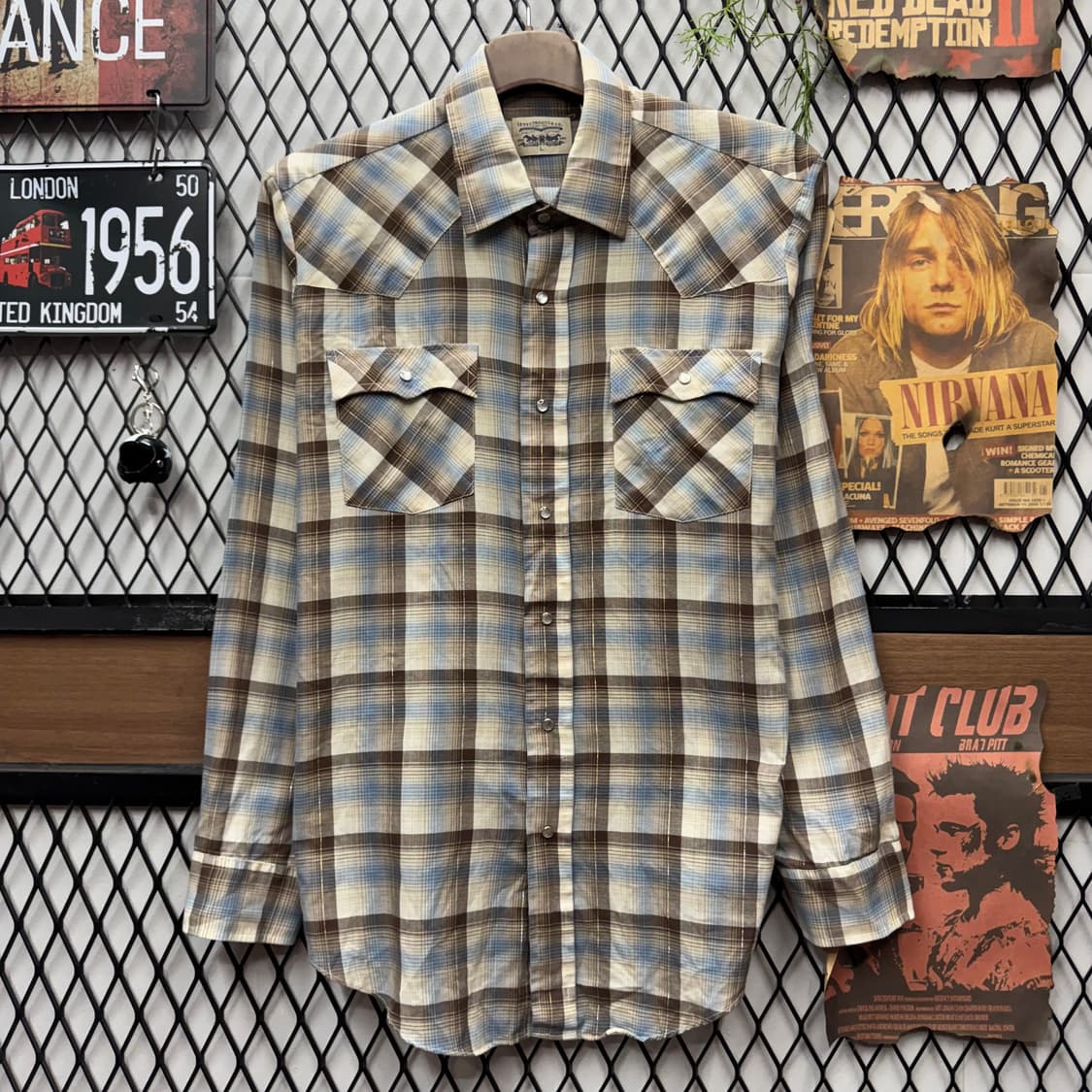 90s 리바이스 체크 패턴 웨스턴 셔츠 전면 투포켓 포인트 배색 상품이미지1