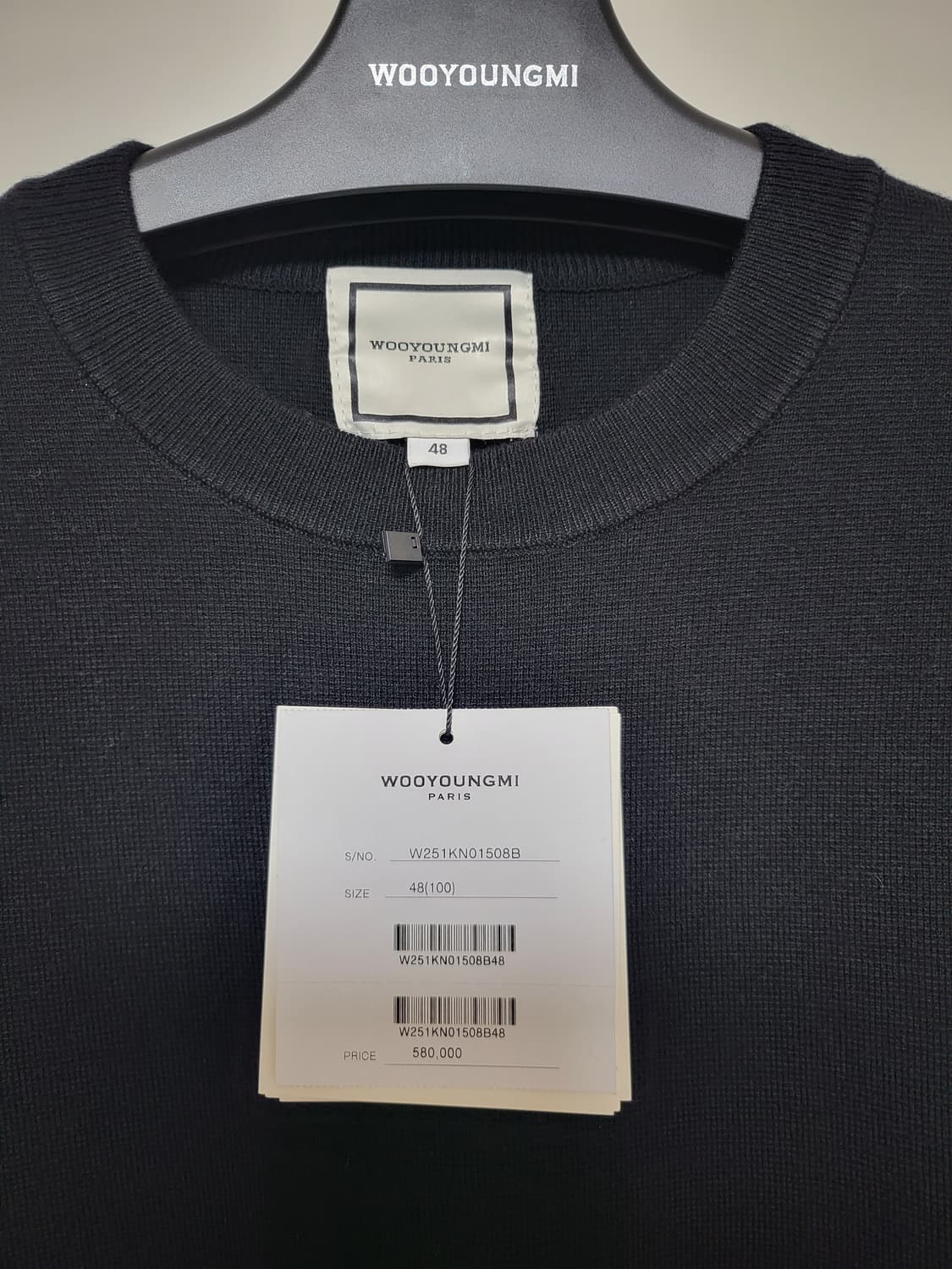(새상품)우영미 라운드넥 울 스웨터 블랙(48) W251KN01508 상품이미지5