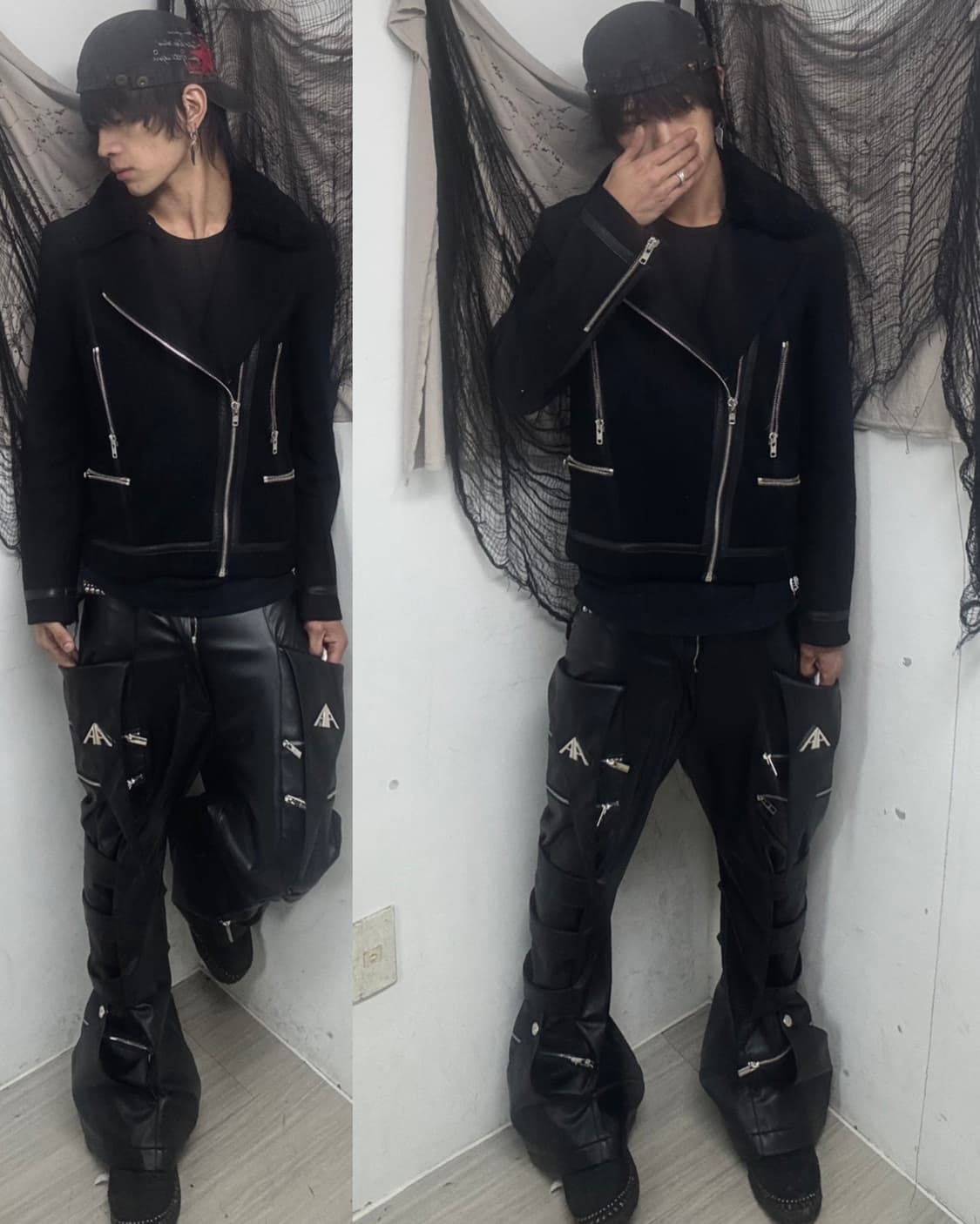 Sheep Fur Trimming Black Wool Jacket 상품이미지1