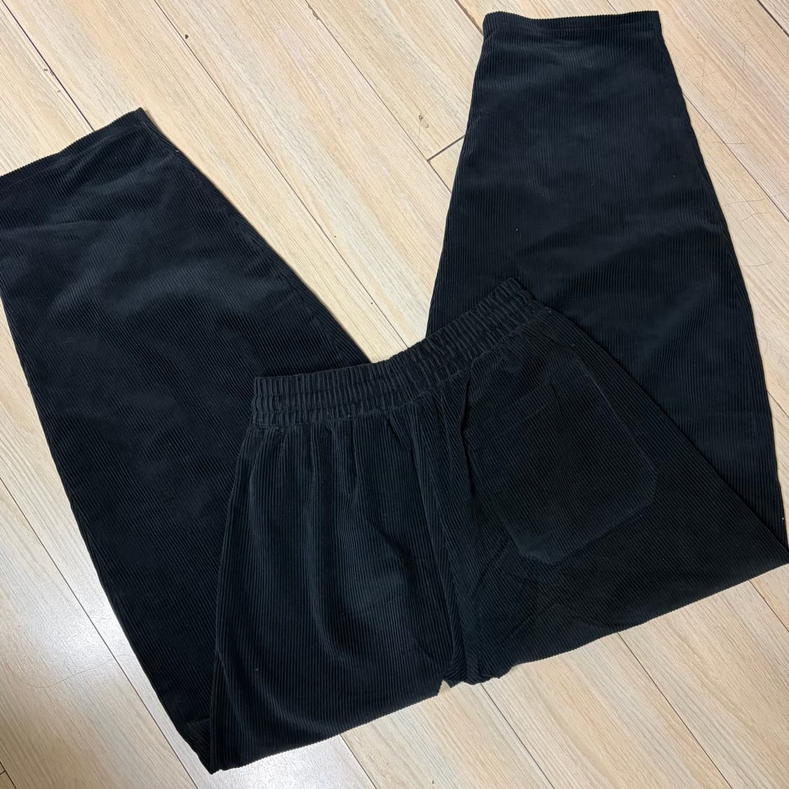 검정 코듀로이 와이드 벌룬 밴딩 팬츠 공용 무신사 걍새거 상품이미지4