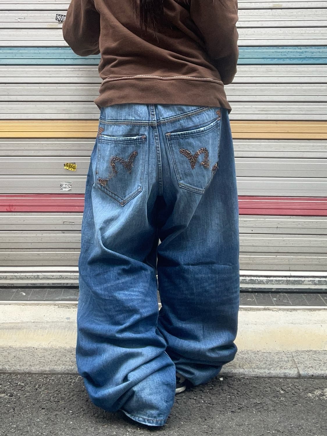 90s ROCA WEAR 백포켓 디테일 데님 와이드 팬츠 상품이미지1