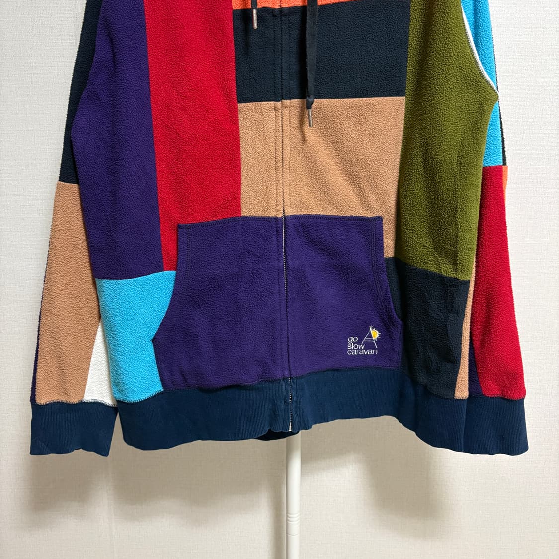 고슬로우카라반 크레이지 패치워크 플리스 후드집업 / L 상품이미지3