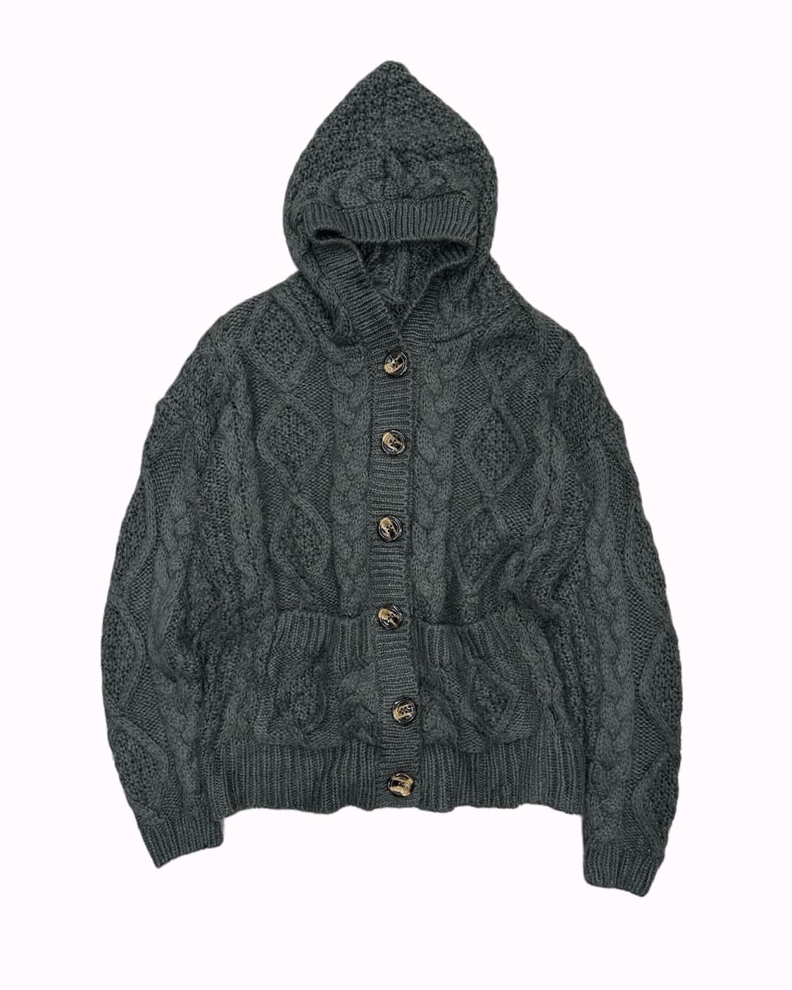 grey knit hood cardigan 상품이미지1