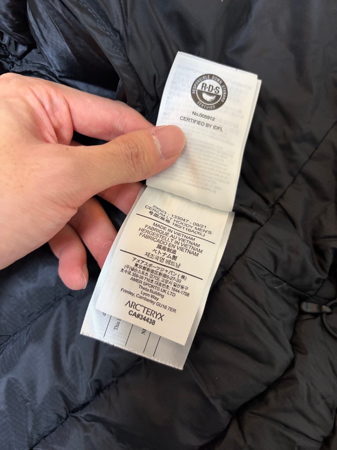 XL 아크테릭스 세륨 LT 블랙 후디 다운 자켓 상품이미지4