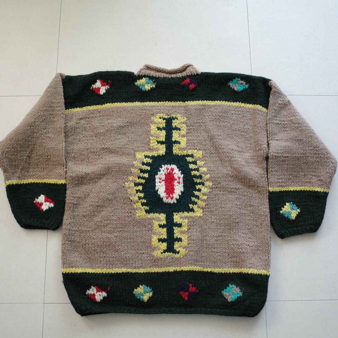 에콰도르 에스닉 나바호 아즈텍 핸드메이드 100% 울 니트 (Free) 상품이미지6