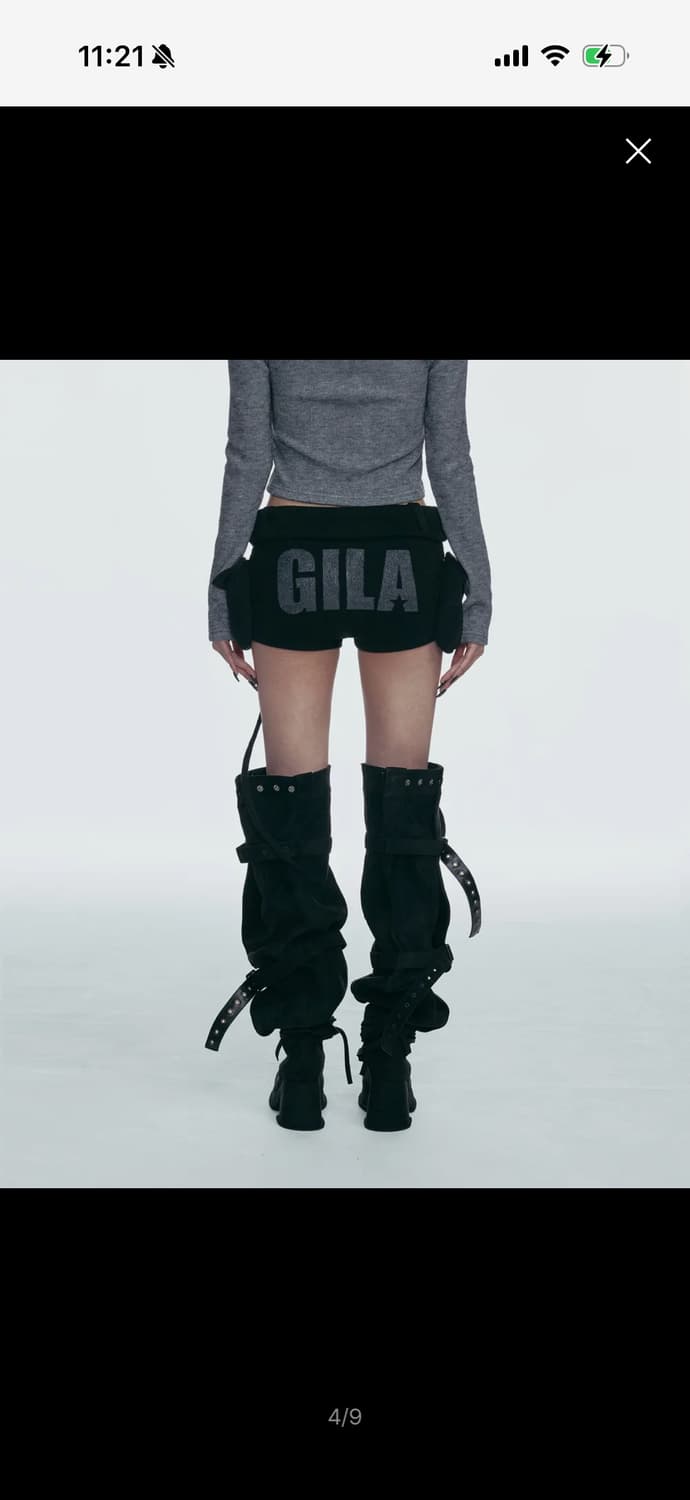 길라아카이브 볼드 로고 니트 숏팬츠 블랙 상품이미지2