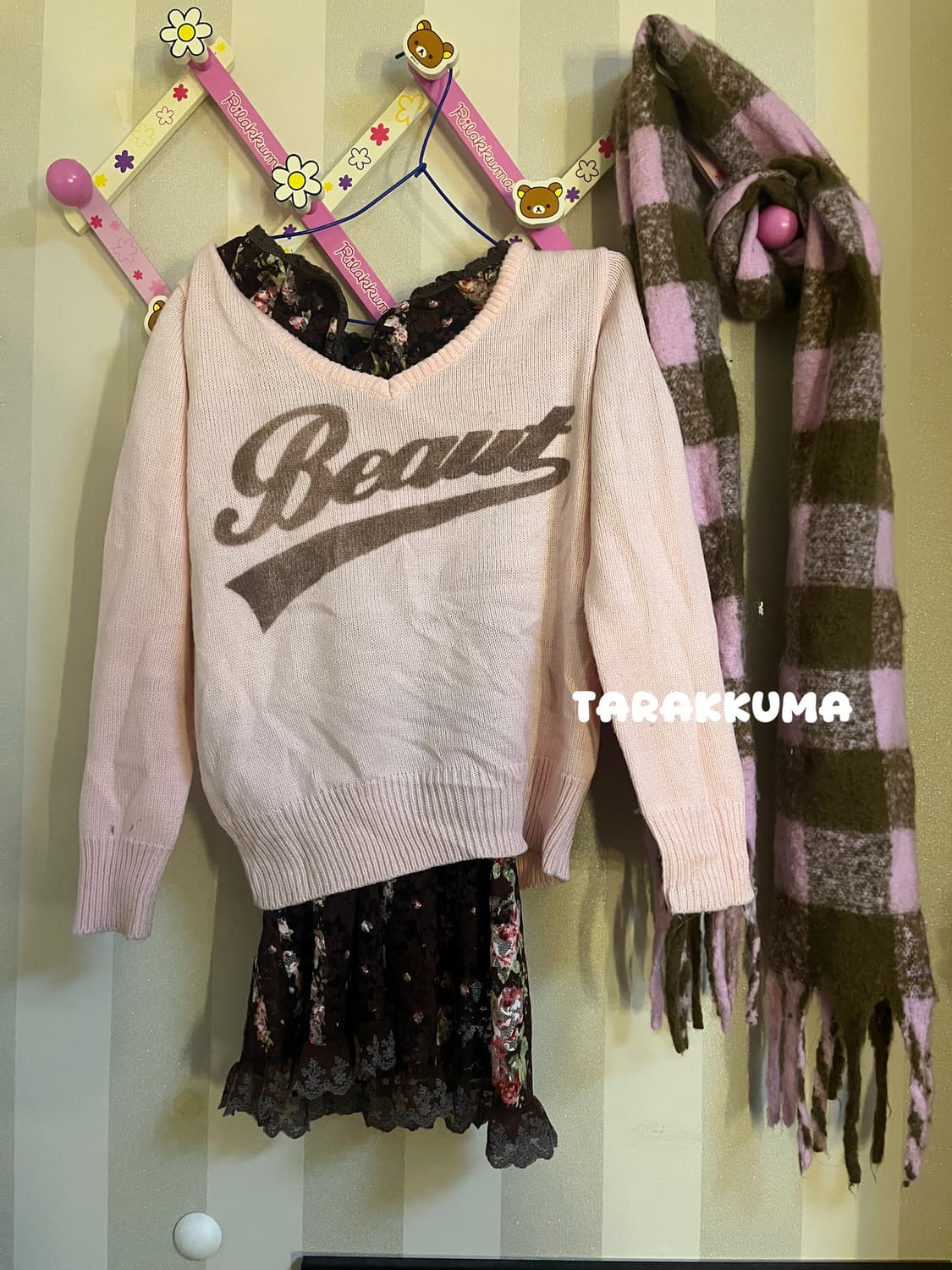 빈티지 코디세트 딸기초코 하구미 히메갸루카지 원피스목도리 상품이미지2