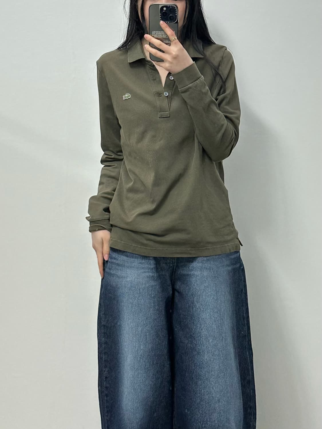 라코스테 자수로고 카키 긴팔 카라티 상품이미지1