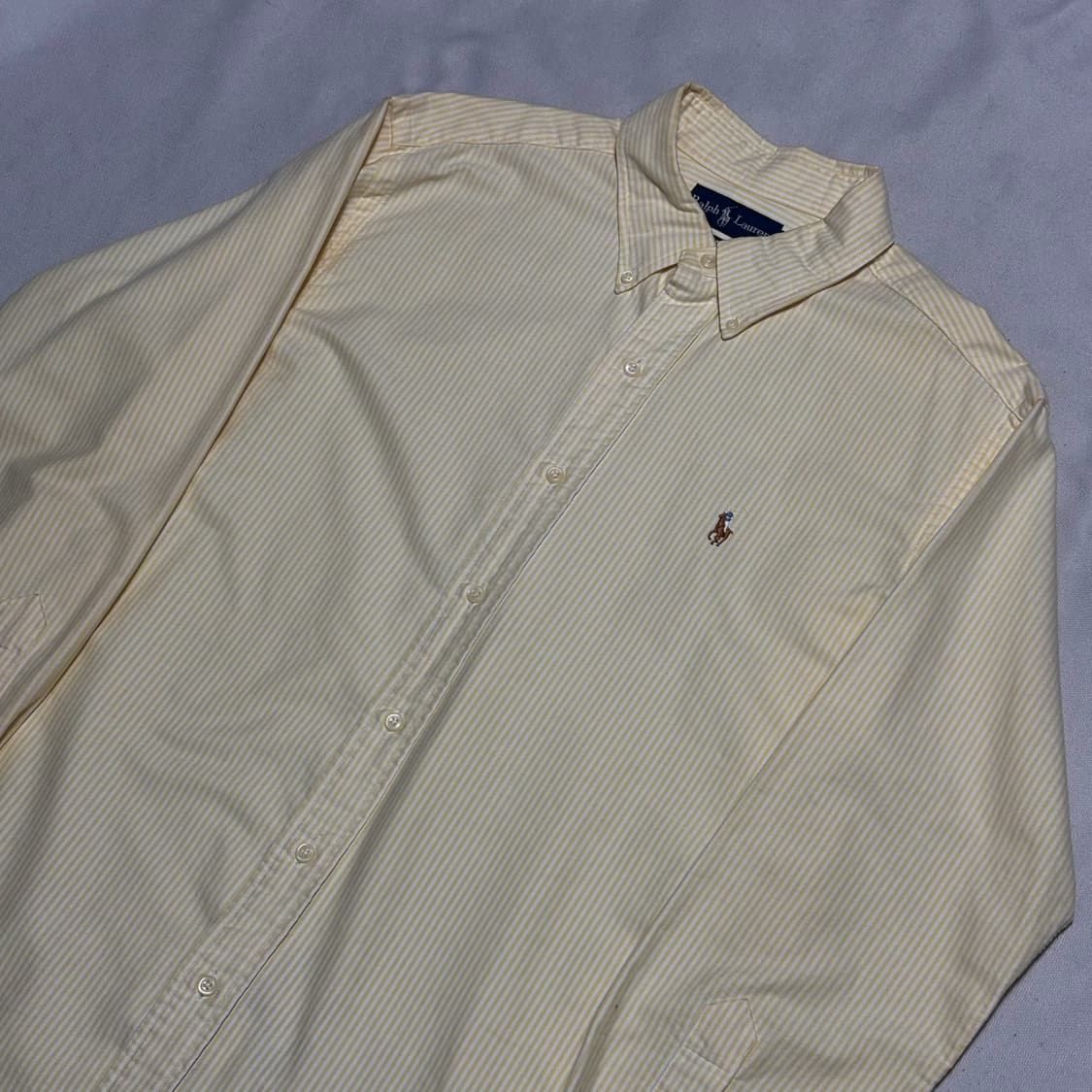 L 폴로랄프로렌 커스텀핏 옐로우 스트라이프 셔츠 상품이미지1