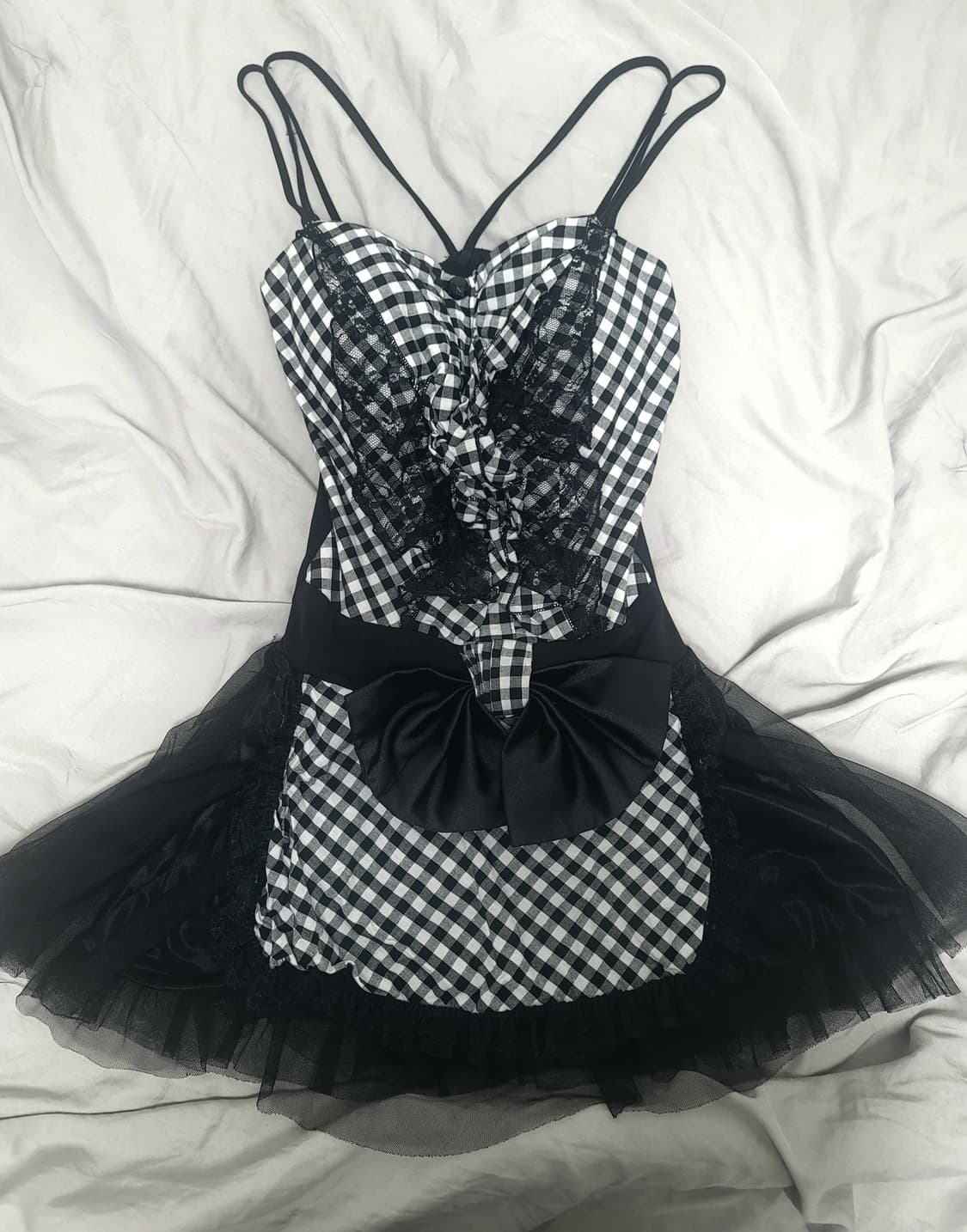 에이프런 나시 체크 원피스 상품이미지1