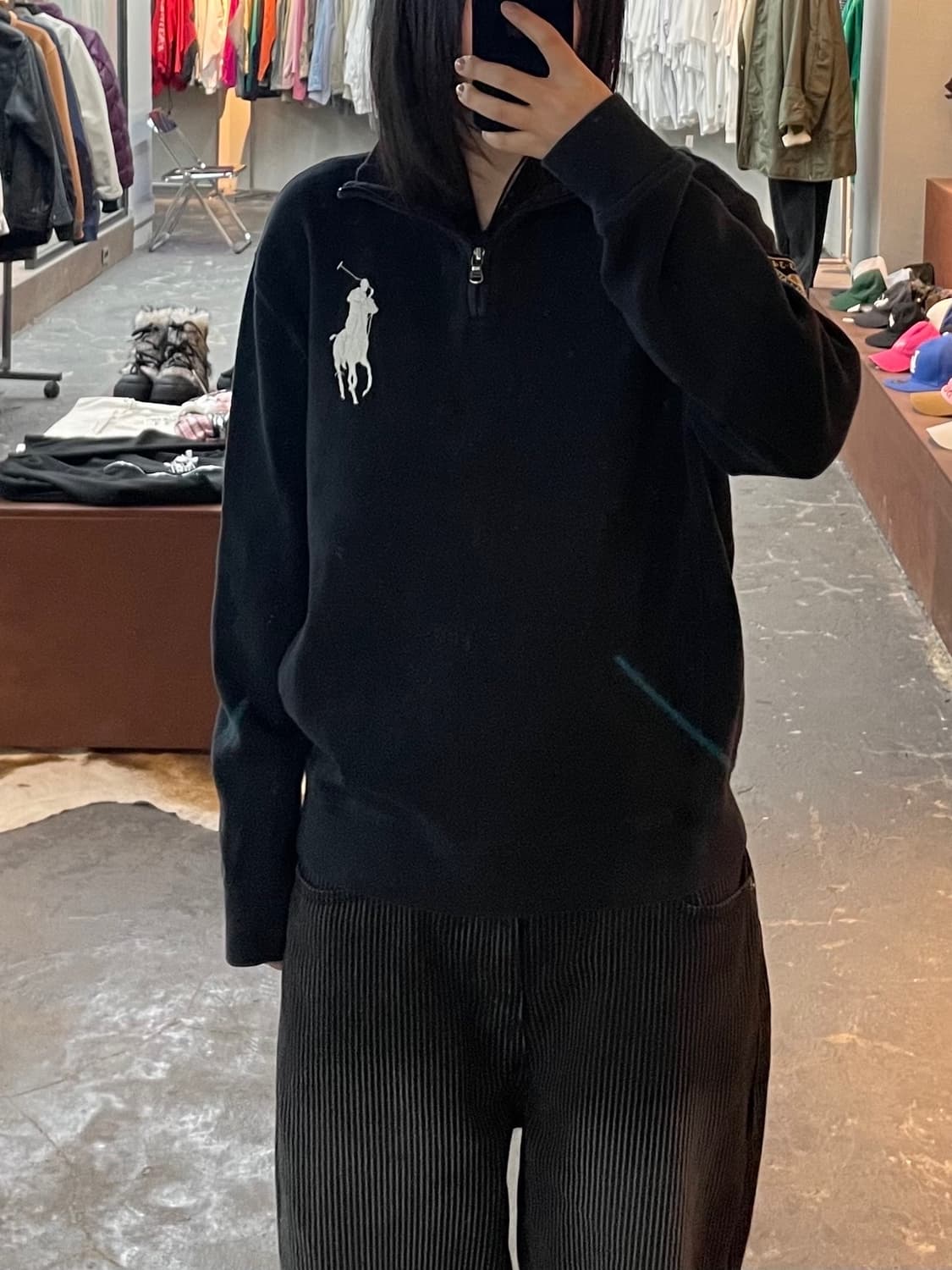 폴로 랄프로렌 빅포니 블랙 반집업 니트 H1770 상품이미지1