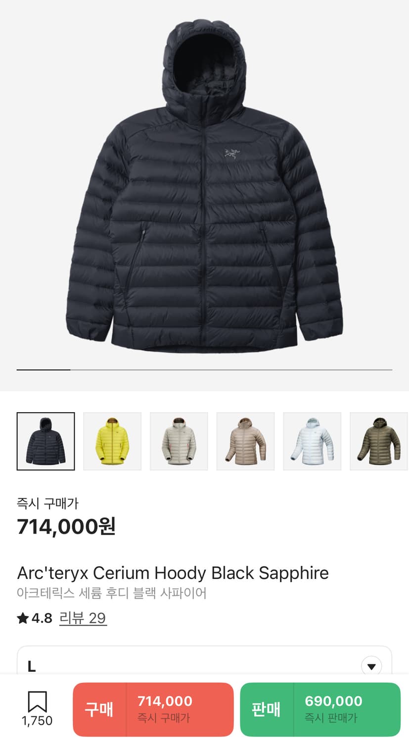 아크테릭스 세륨 후디 블랙 사파이어 상품이미지3