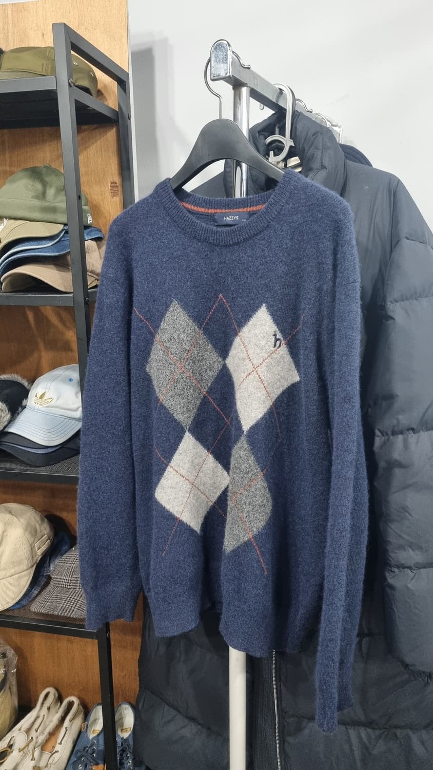 헤지스 아가일 겨울니트(모,알파카) 105~110(가슴반품55) 컨디션9 상품이미지1