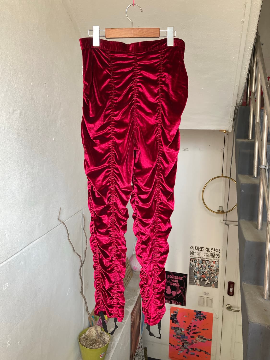 레드 벨벳 셔링 팬츠 상품이미지5