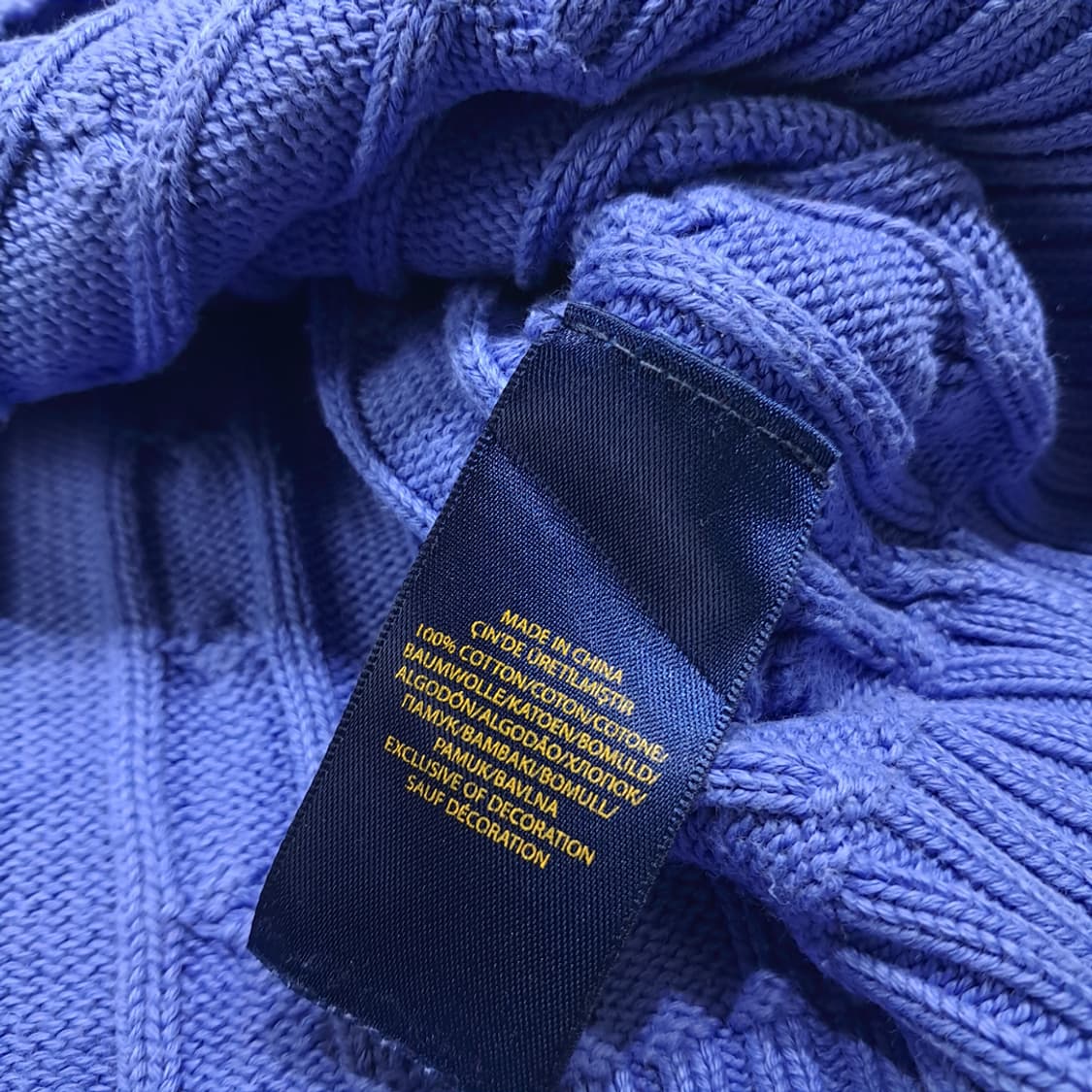 CL264 XL 폴로 코튼 케이블 블루 니트 스웨터 상품이미지5