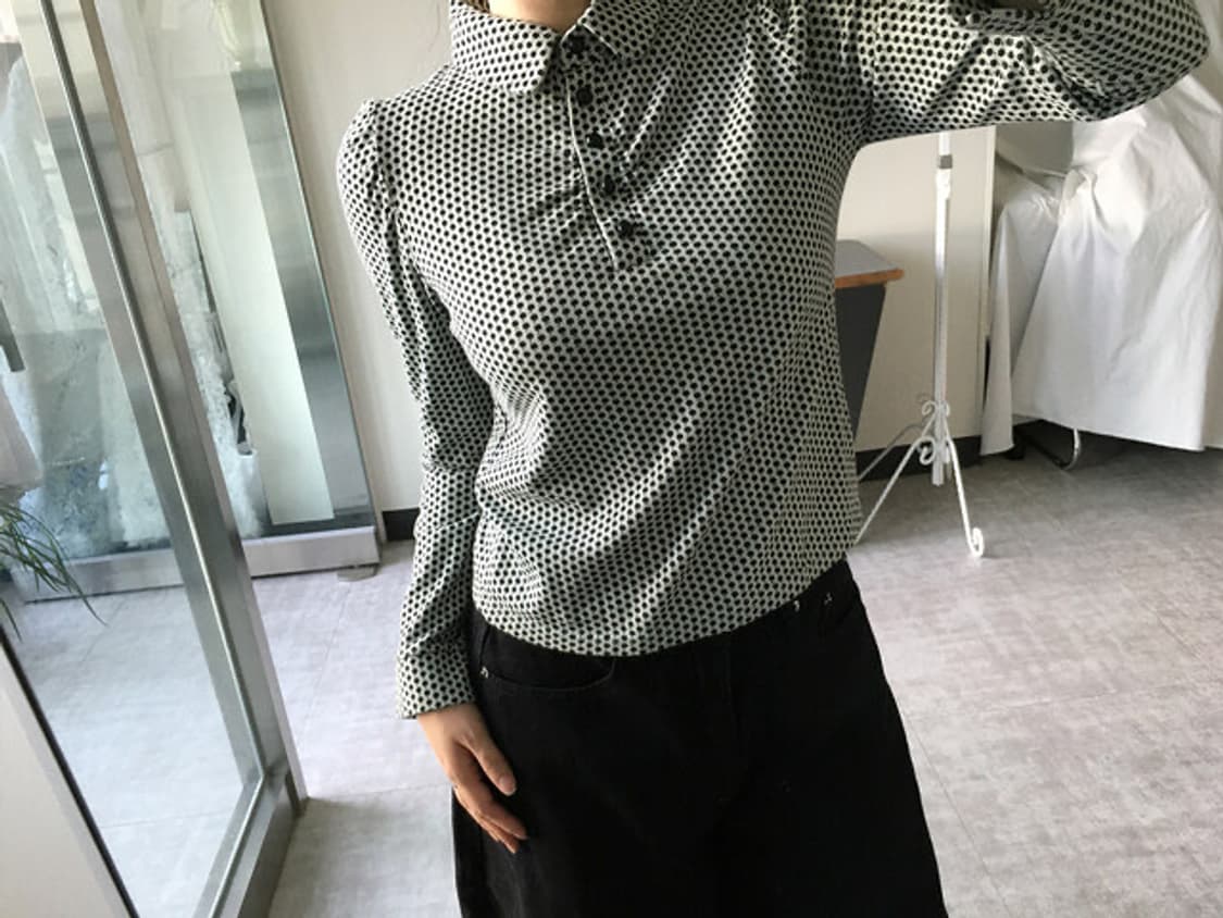 apple dot collar top 상품이미지5