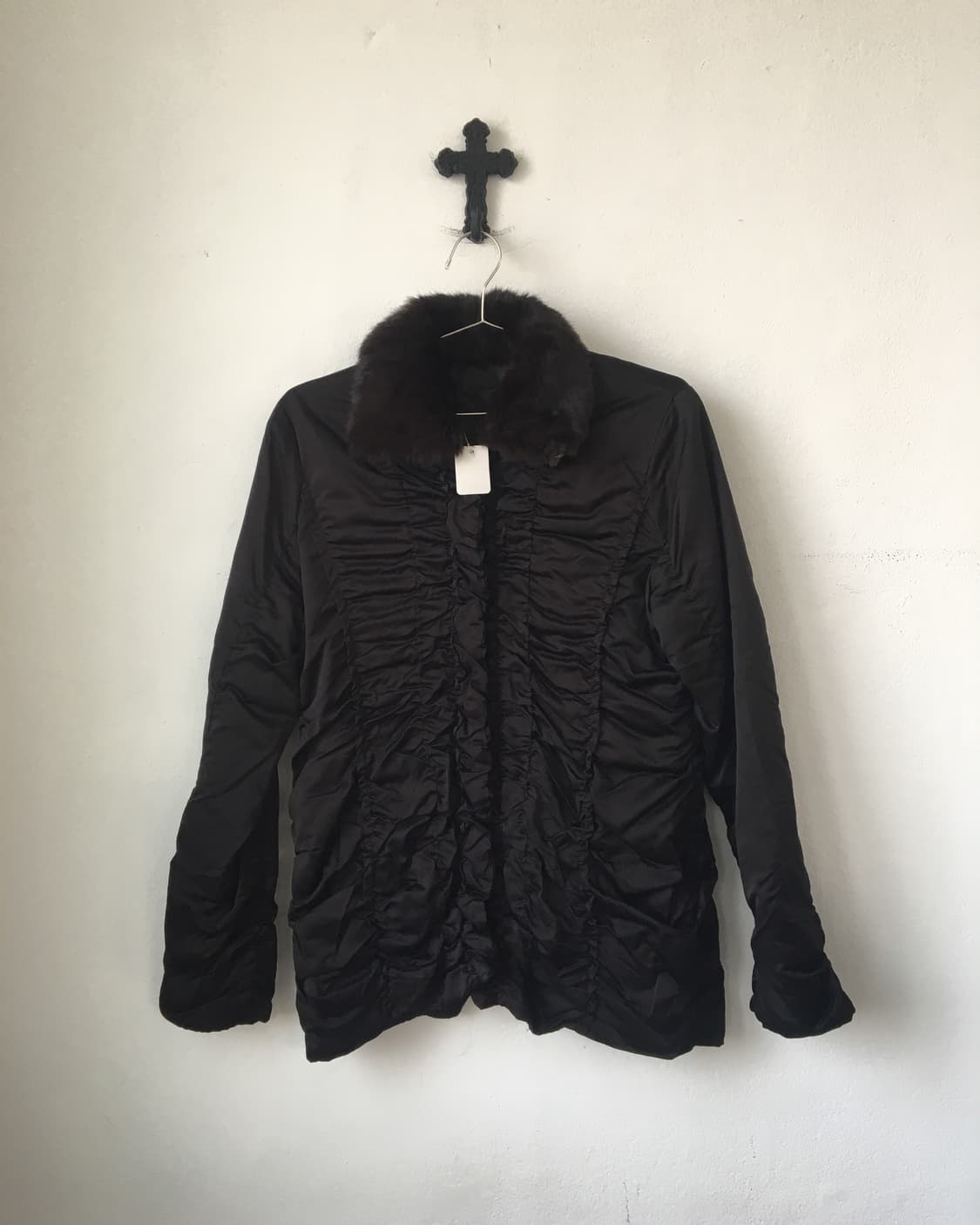 Fur collar point shirring jacket 상품이미지2