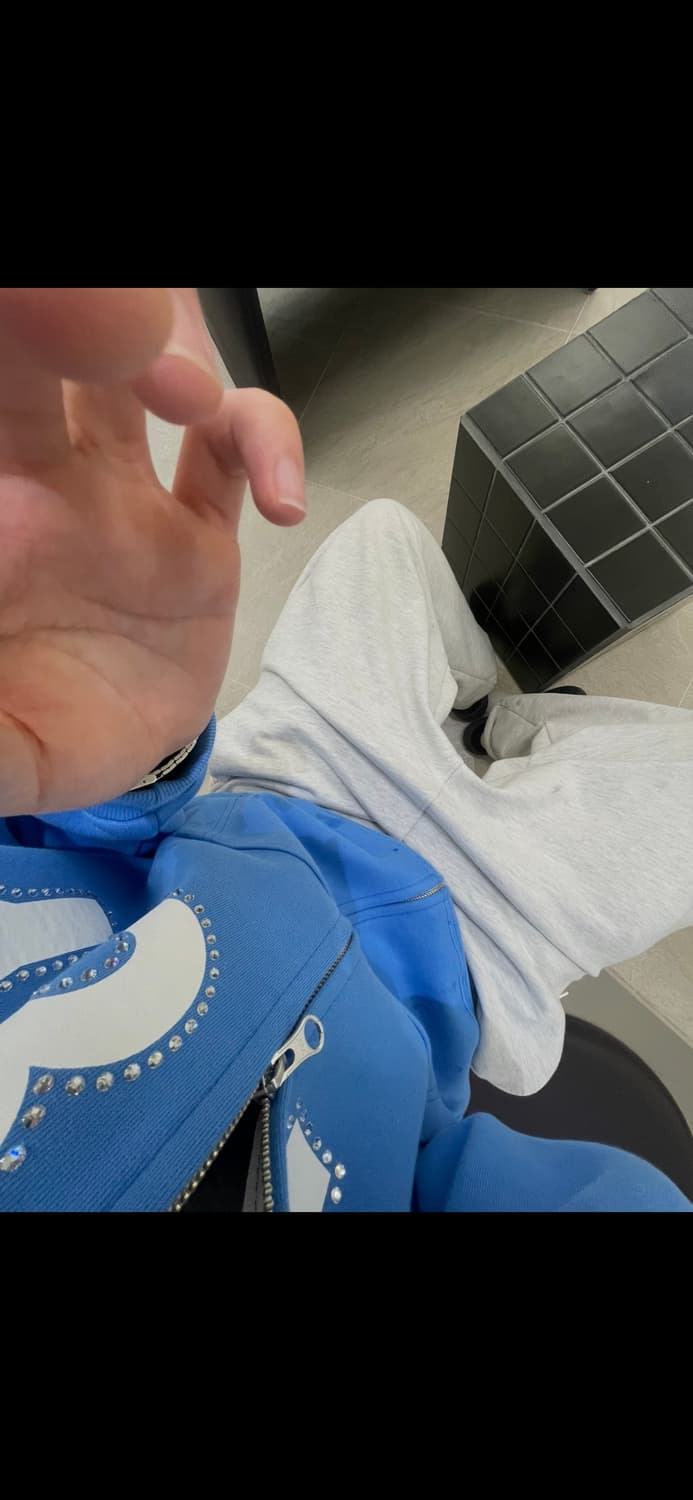 톰스벌스데이 베이비 로고 큐빅 후드집업 스카이 상품이미지4