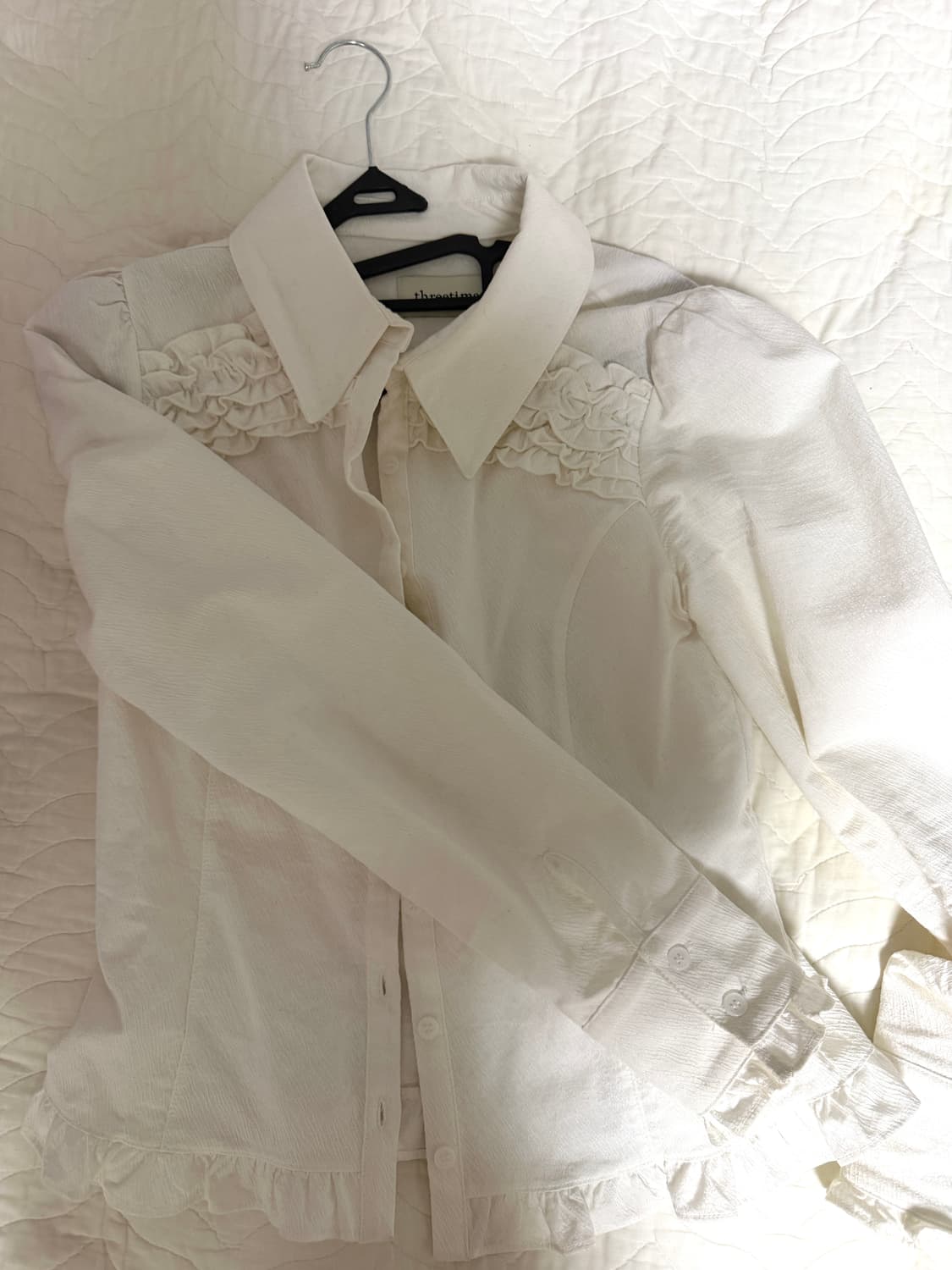 쓰리타임즈 빈티지 프릴 셔츠 s 화이트 상품이미지2