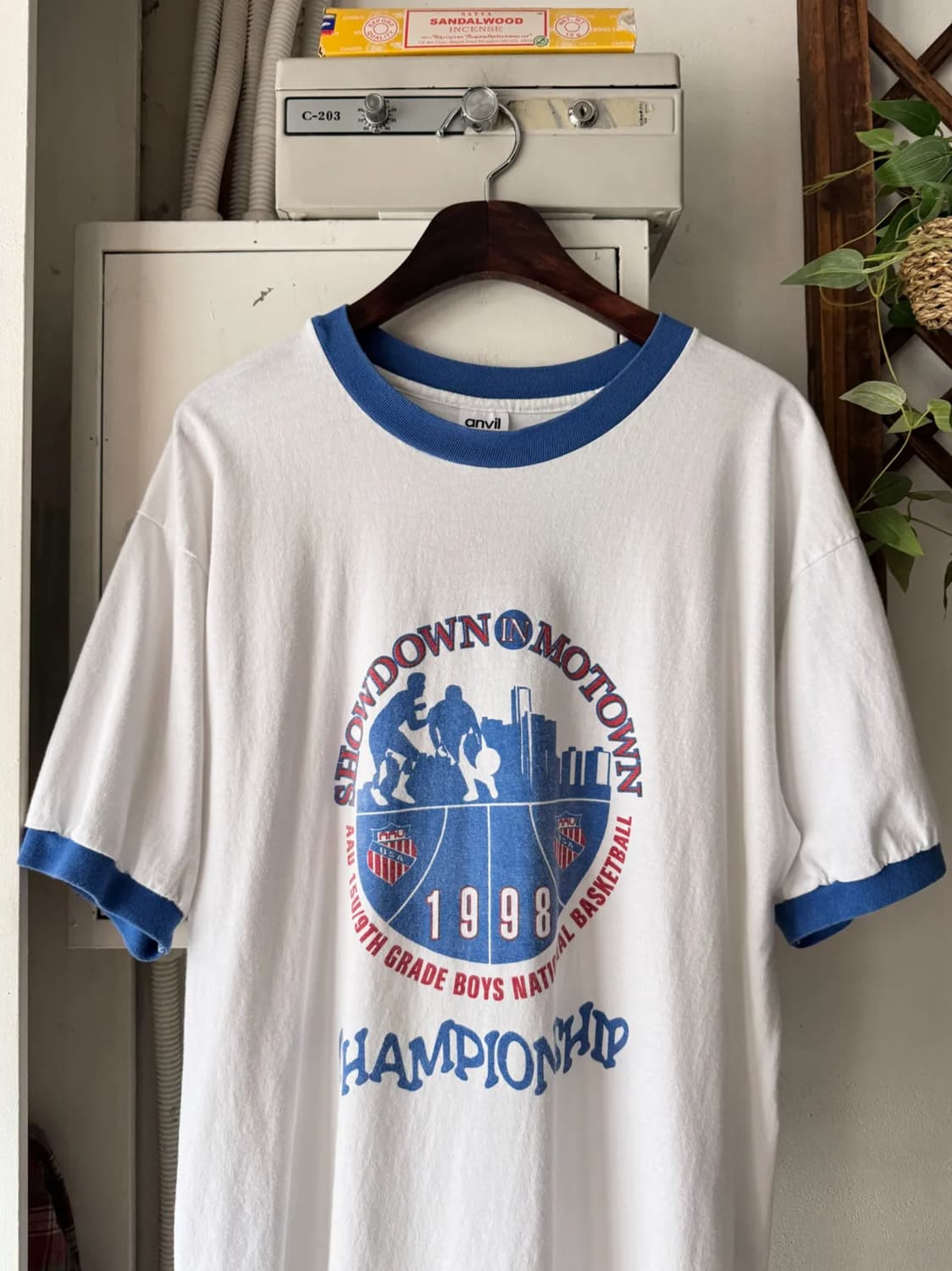 [XL]90's Made in USA 베스킷볼 링거 티셔츠 상품이미지1