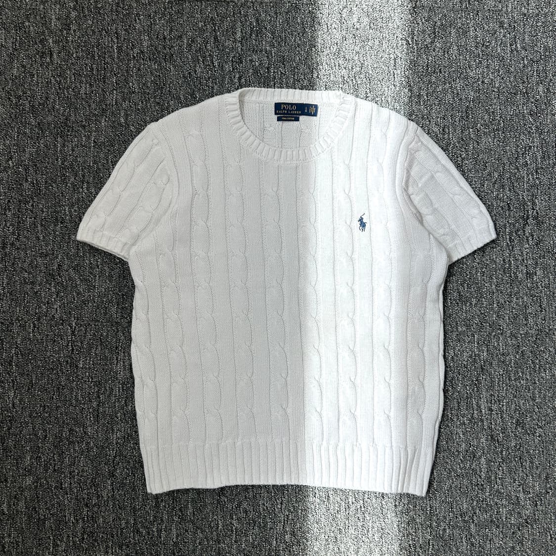 폴로 랄프로렌 케이블 화이트 니트 반팔 상품이미지1