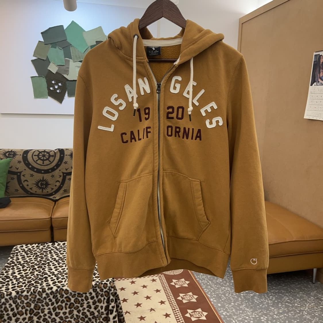 후아유 캐주얼 빈티지 레트로 스펠로고 기모 후드집업 XL C09003 상품이미지3