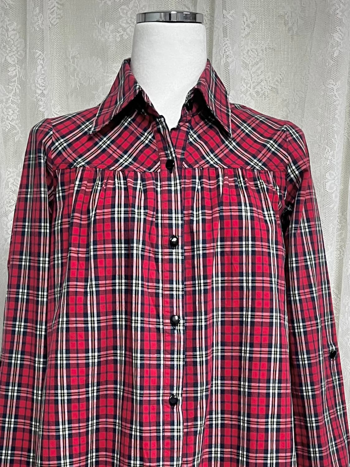M) 세실맥비 타탄체크 셔츠 레드 상품이미지3