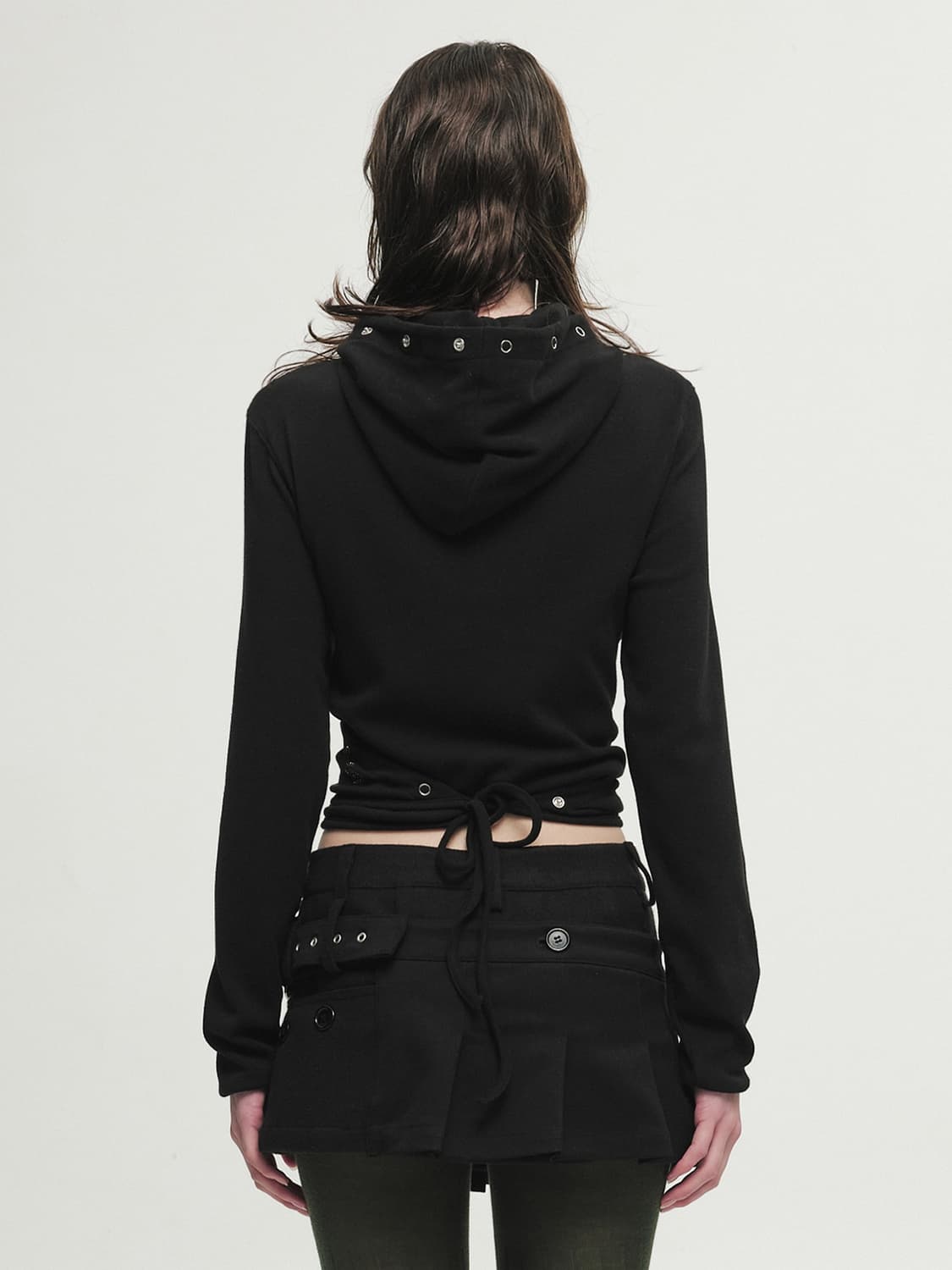 cerric WRAP HOOD CARDIGAN-BLACK 상품이미지2