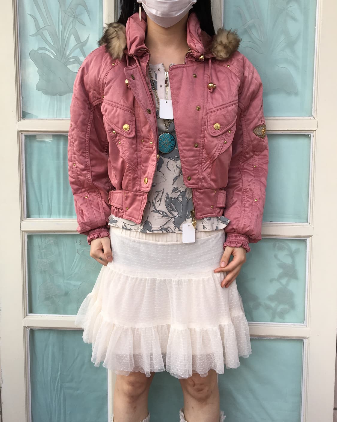 Fake fur hood high neck jacket 상품이미지5