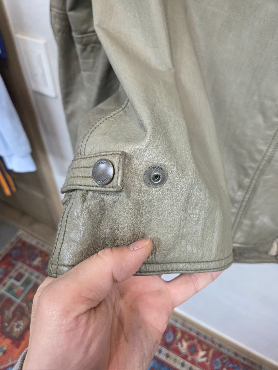 Dkny 빈티지 소가죽 투웨이 라이더 자켓 L 상품이미지3