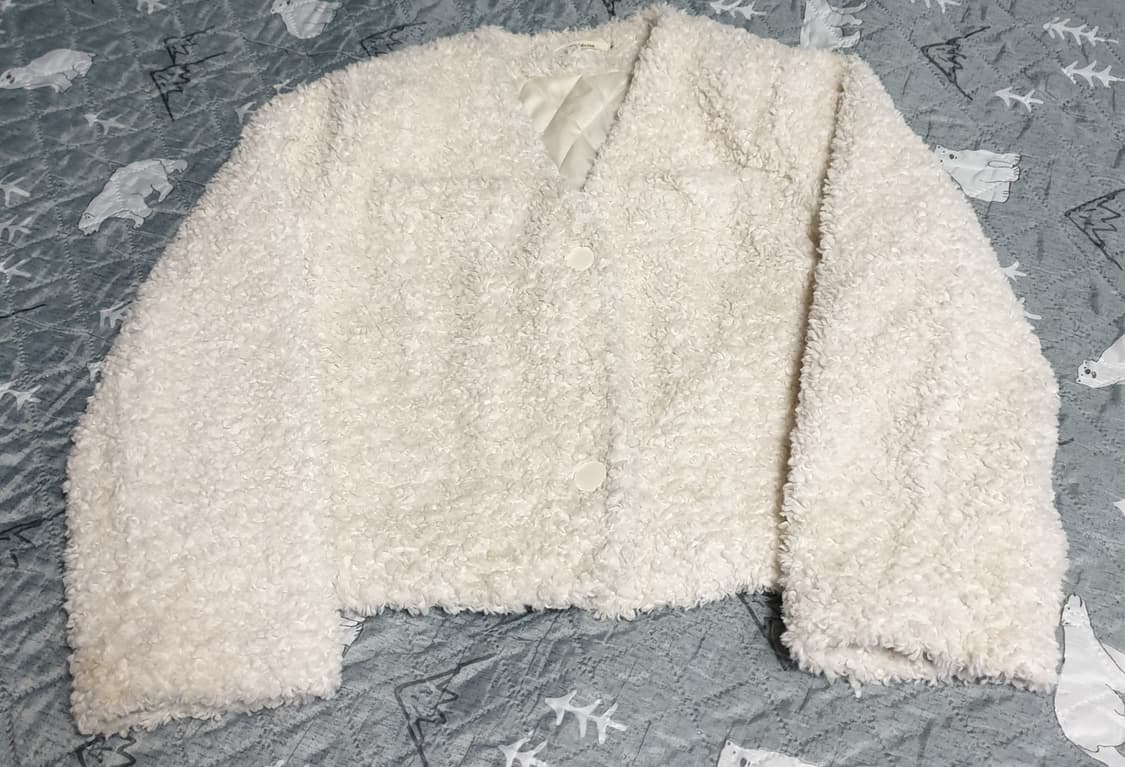 GGJING 세미크롭 테디 퍼 자켓 아이보리 (F) 상품이미지1