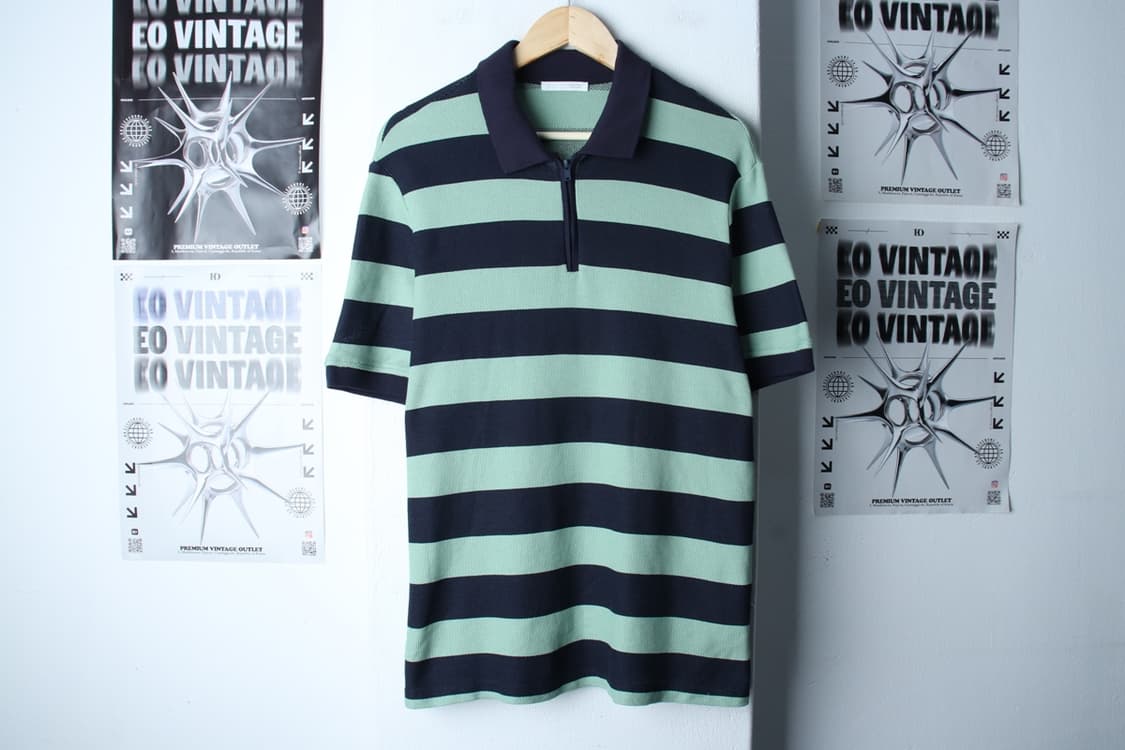 (L-XL) 자라 반팔 카라 티셔츠 반집업 스트라이프 네이비-H31674 상품이미지2