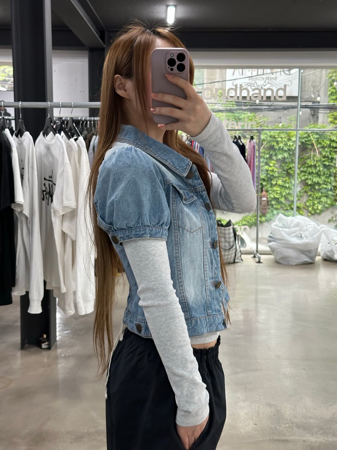 리즈리사 아일렛 포켓 반팔데님자켓 상품이미지5