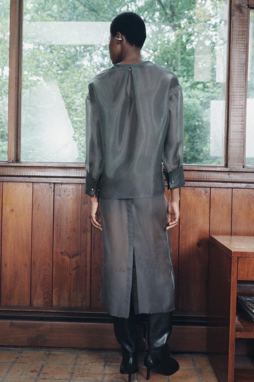 zara 오간자 쉬어 그레이 스커트 상품이미지2