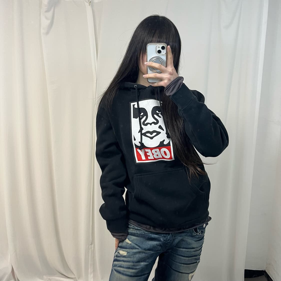 Obey black icon hoodie 상품이미지1