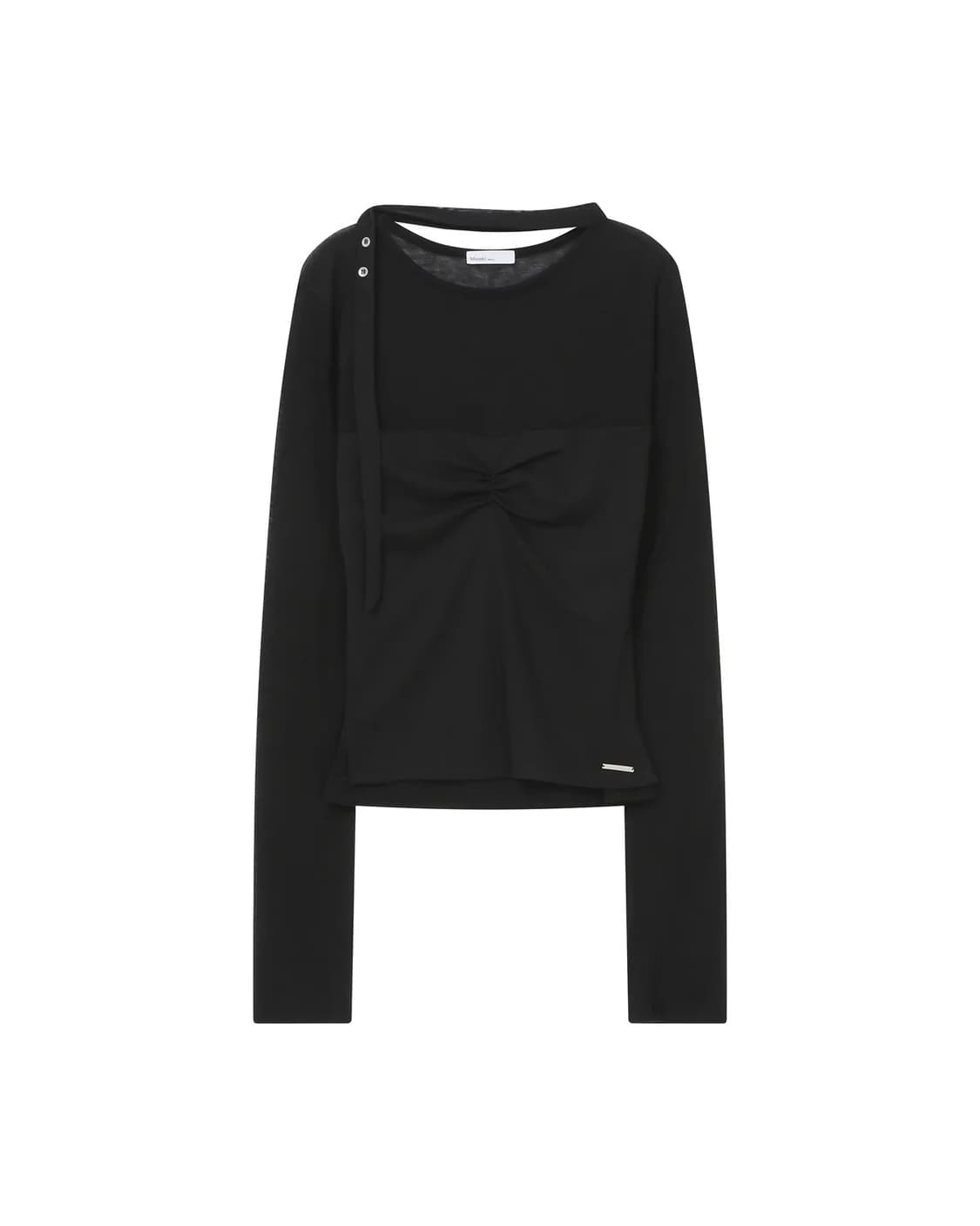 미세키 서울 쉬어 레이어드 스카프 롱슬리브 블랙 상품이미지1