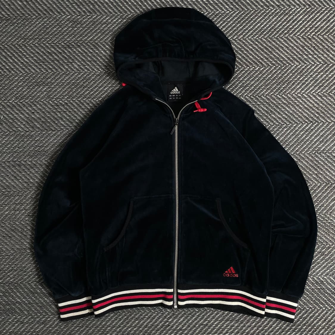 00s 아디다스 벨벳 크롭 후드 트랙탑 블랙y 3179 상품이미지2
