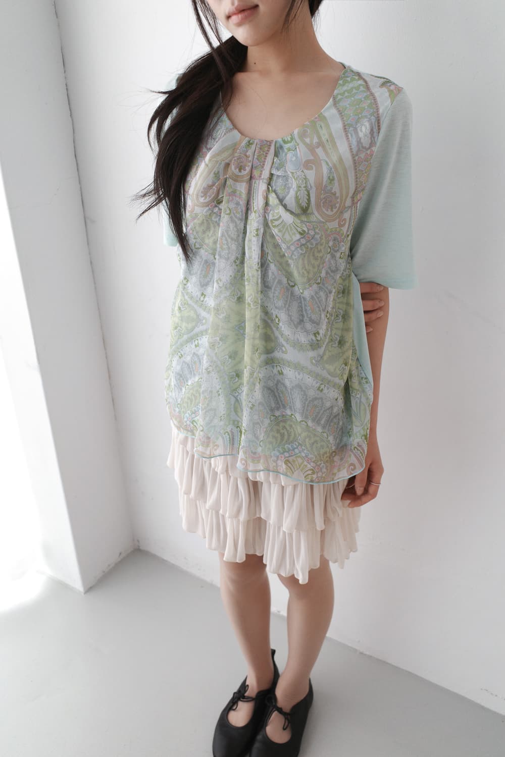 paisley shirring half T 상품이미지4