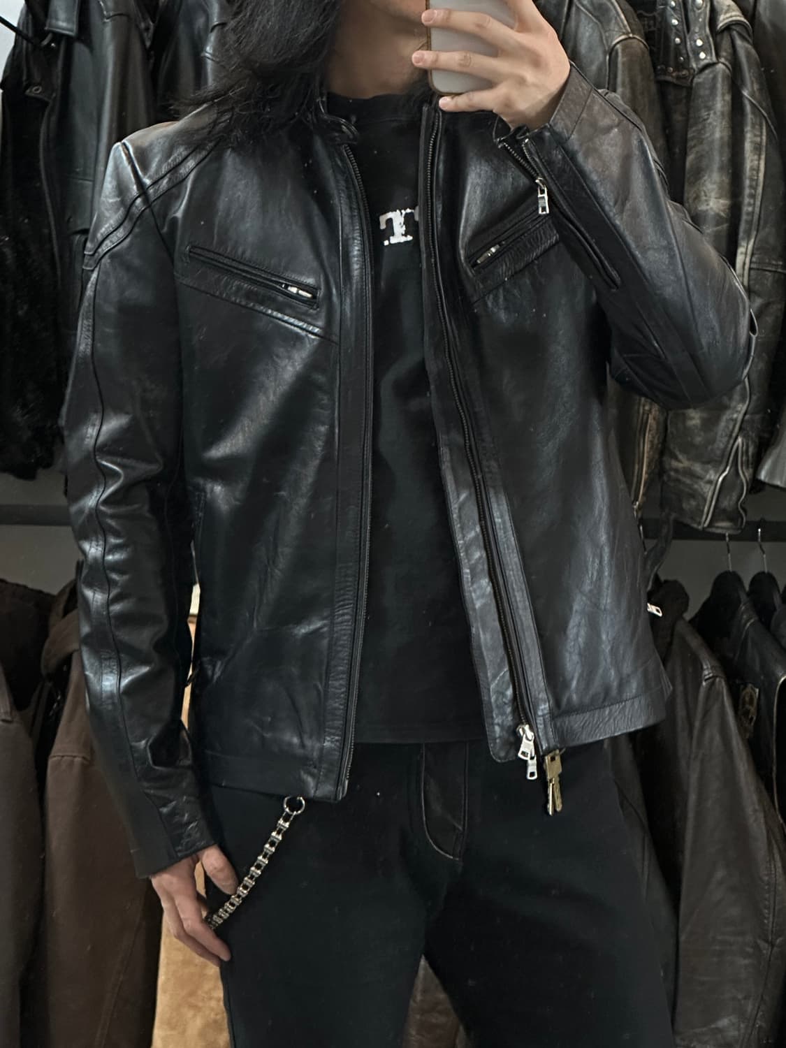  아르마니 익스체인지 레더 자켓 카페레이서 모터사이클 자켓 상품이미지3