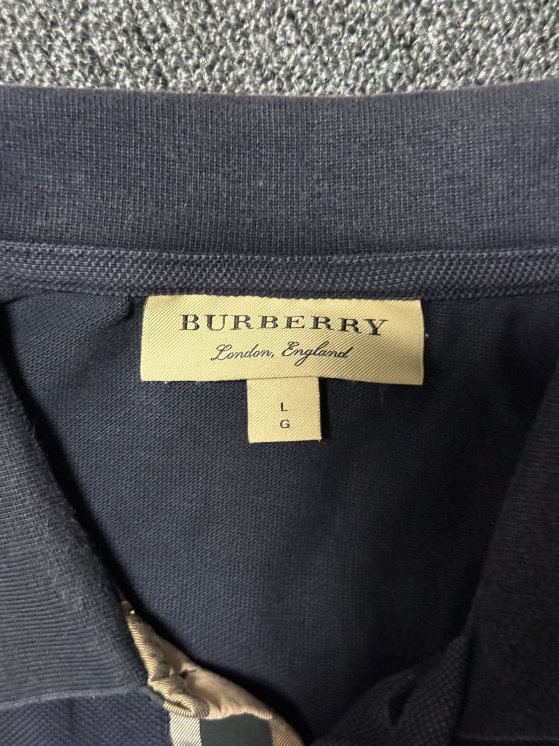 버버리(Burberry) 체크 플라켓 코튼 피케 폴로 셔츠 / L 상품이미지4